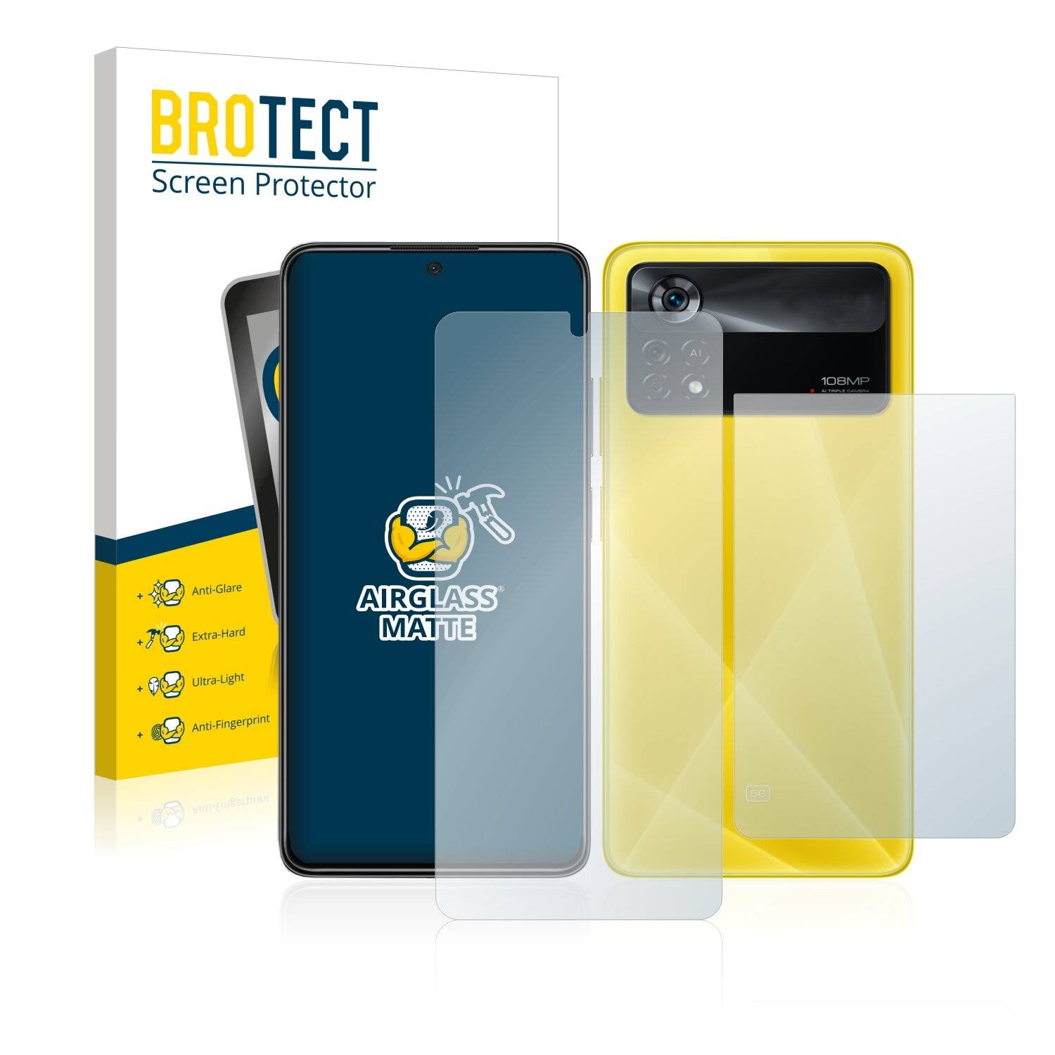 BROTECT AirGlass Matte Schutzglas Folie für Xiaomi Poco X4 Pro 5G (Vorder +