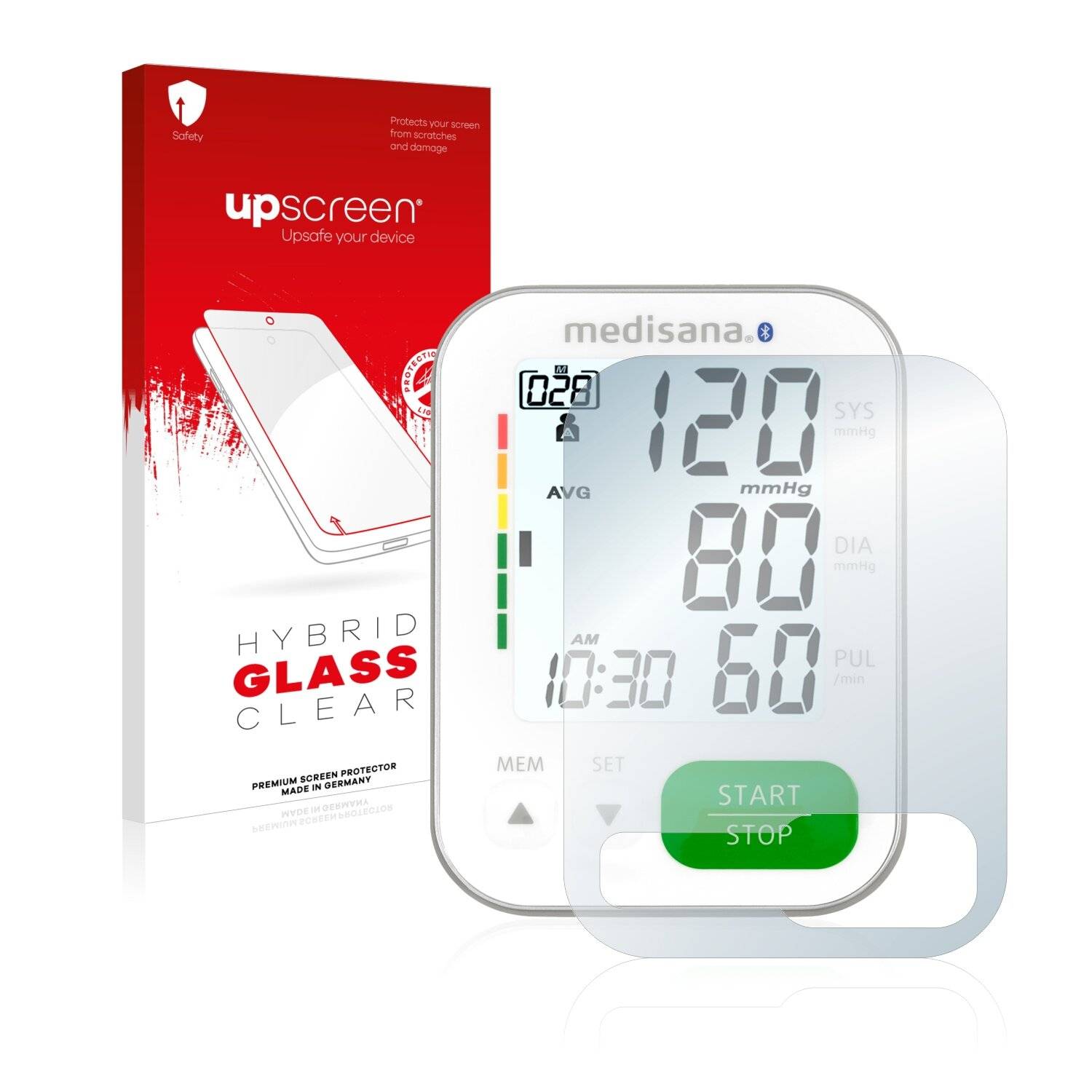 upscreen Hybrid Glass Clear Premium Schutzglas Folie für Medisana BU 570