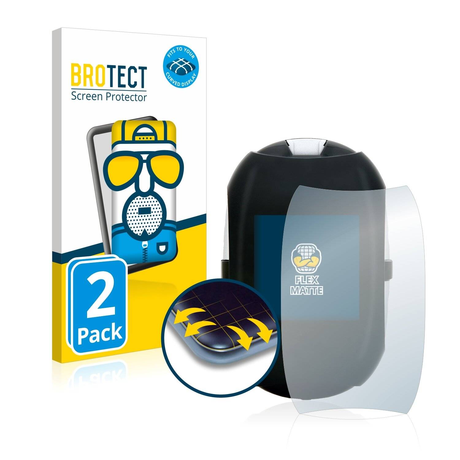 2x BROTECT Flex Matte Full-Cover Displayschutzfolie für GlucoMen