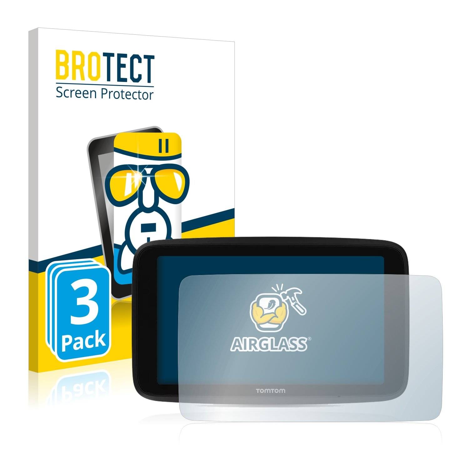 3x BROTECT AirGlass Schutzglas Folie für TomTom Go Discover
