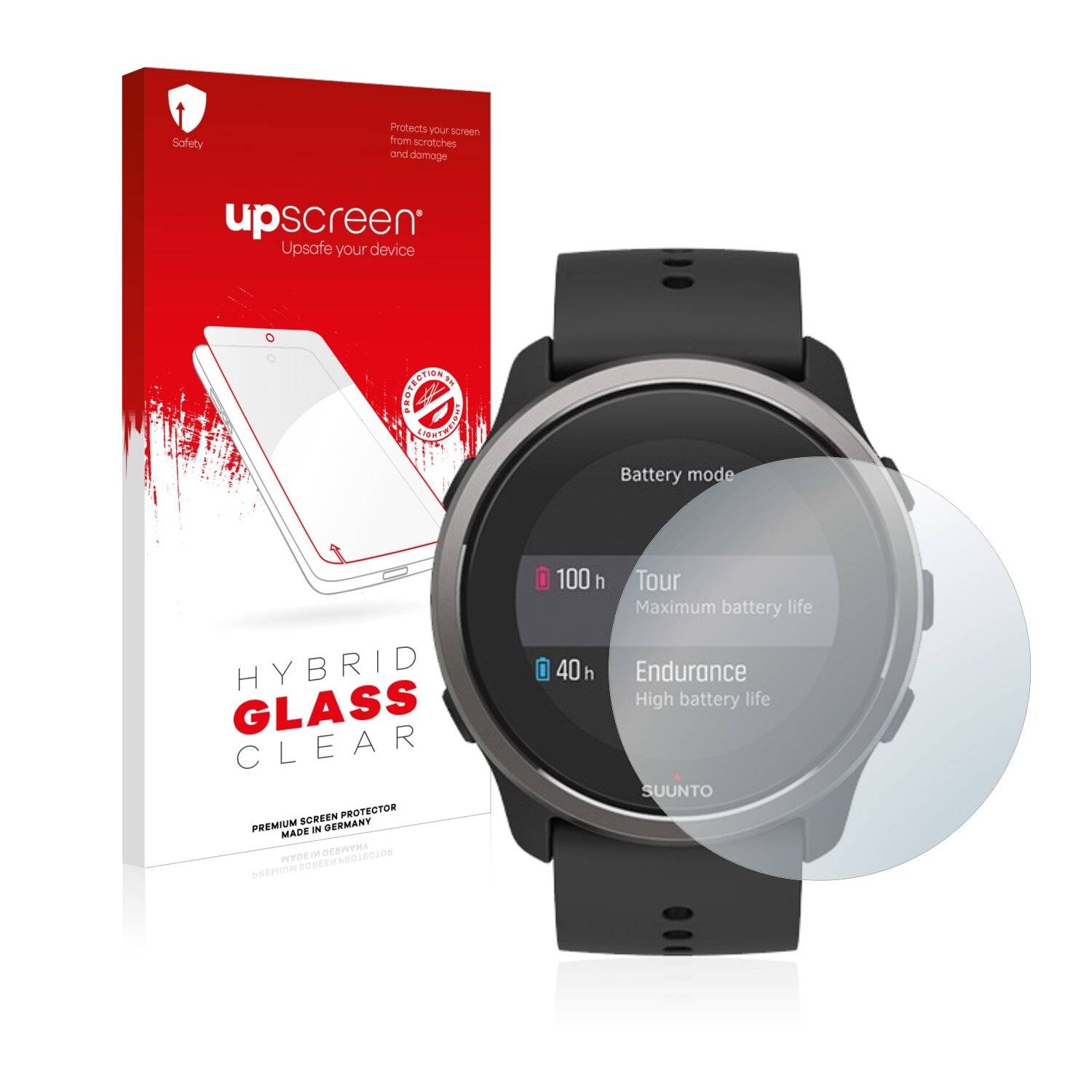 upscreen Hybrid Glass Clear Premium Schutzglas Folie für Suunto 5