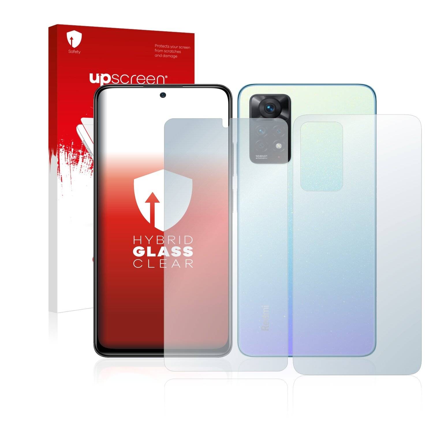 upscreen Hybrid Glass Clear Premium Schutzglas Folie für Xiaomi Redmi Note 11 Pro (Vorder +