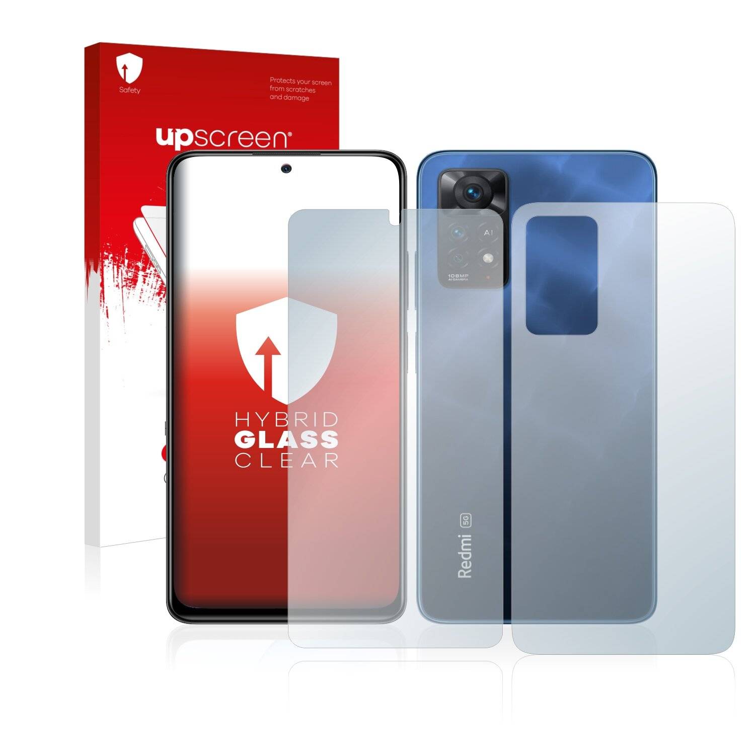 upscreen Hybrid Glass Clear Premium Schutzglas Folie für Xiaomi Redmi Note 11 Pro 5G (Vorder
