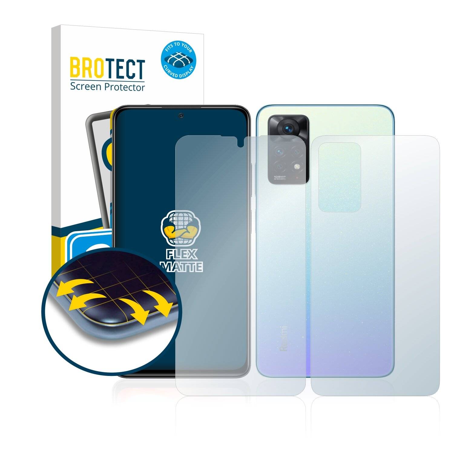 2x BROTECT Flex Matte Full-Cover Displayschutzfolie für Xiaomi Redmi Note 11 Pro (Vorder +