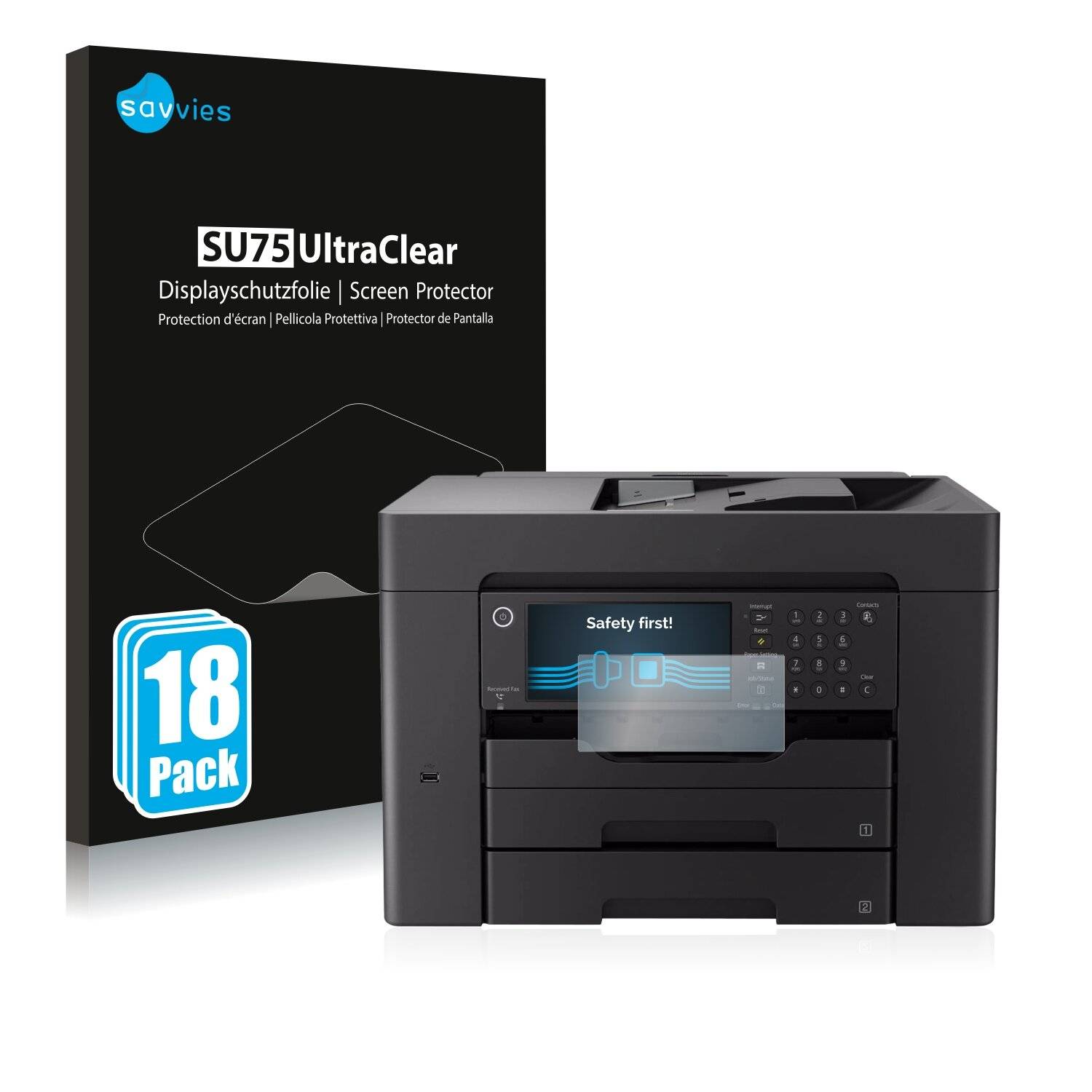 18x Savvies SU75 Displayschutzfolie für Epson Workforce