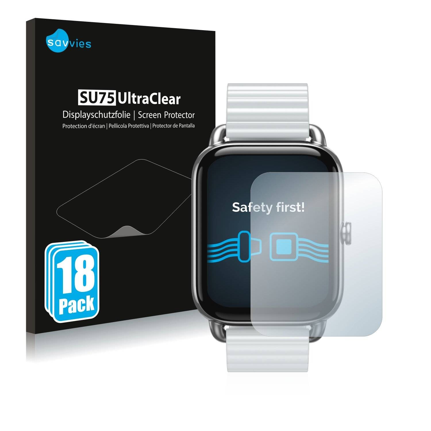 18x Savvies SU75 Displayschutzfolie für Xiaomi Haylou RS4