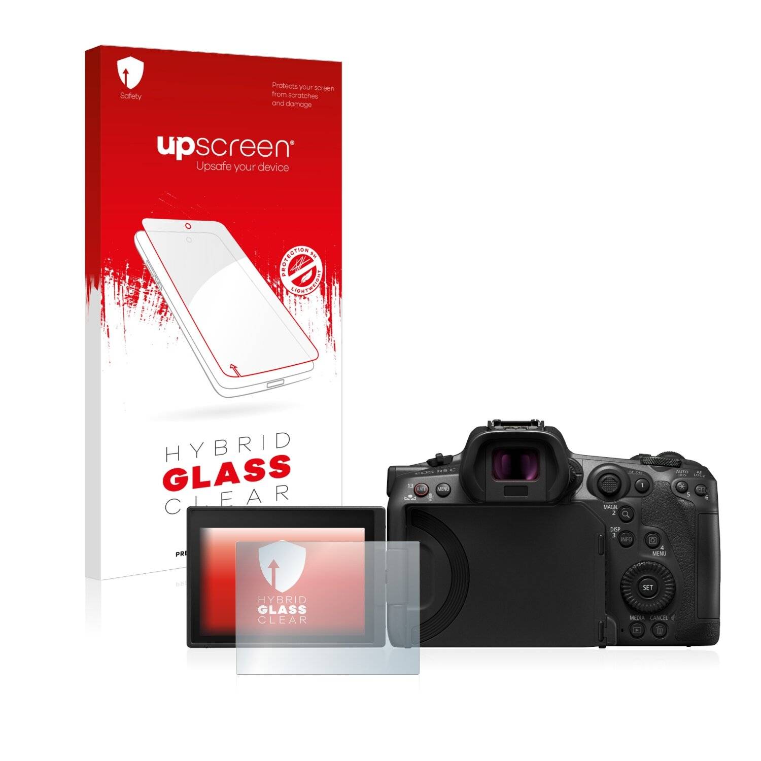 upscreen Hybrid Glass Clear Premium Schutzglas Folie für Canon EOS R5