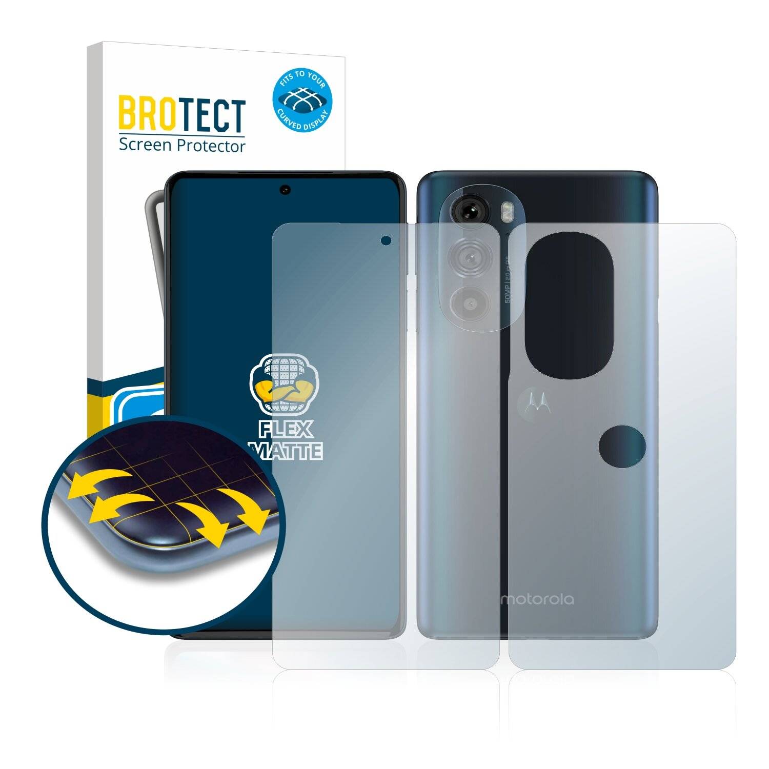 2x BROTECT Flex Matte Full-Cover Displayschutzfolie für Motorola Edge 30 Pro (Vorder +