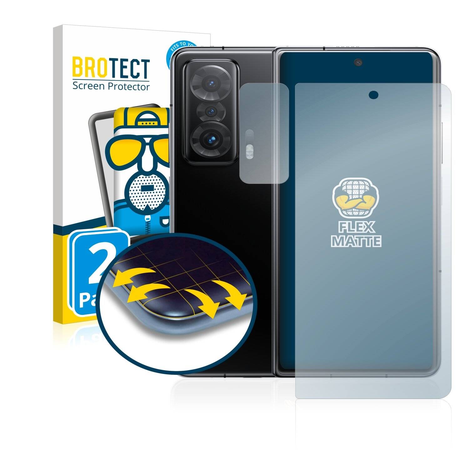 2x BROTECT Flex Matte Full-Cover Displayschutzfolie für Honor Magic V (Vorderseite +