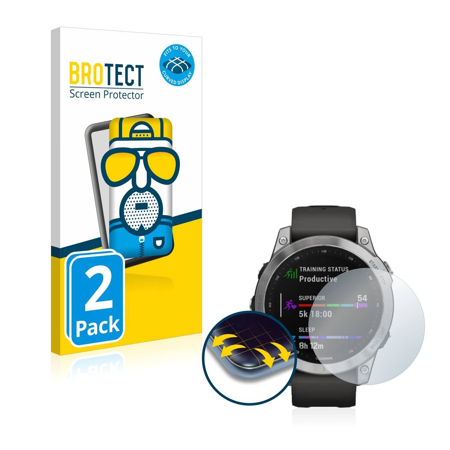 2x BROTECT Flex Matte Full-Cover Displayschutzfolie für Garmin Fenix 7 (47