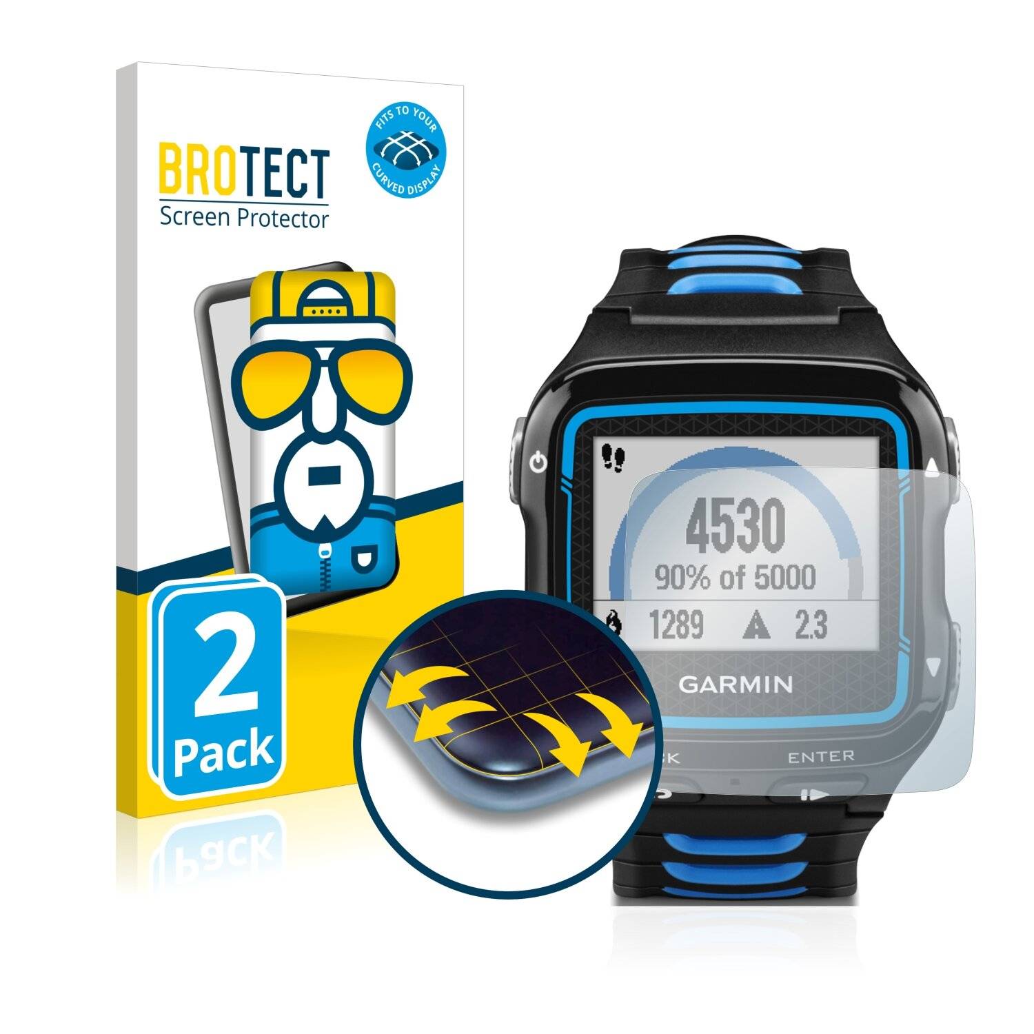 2x BROTECT Flex Full-Cover Displayschutzfolie für Garmin Forerunner