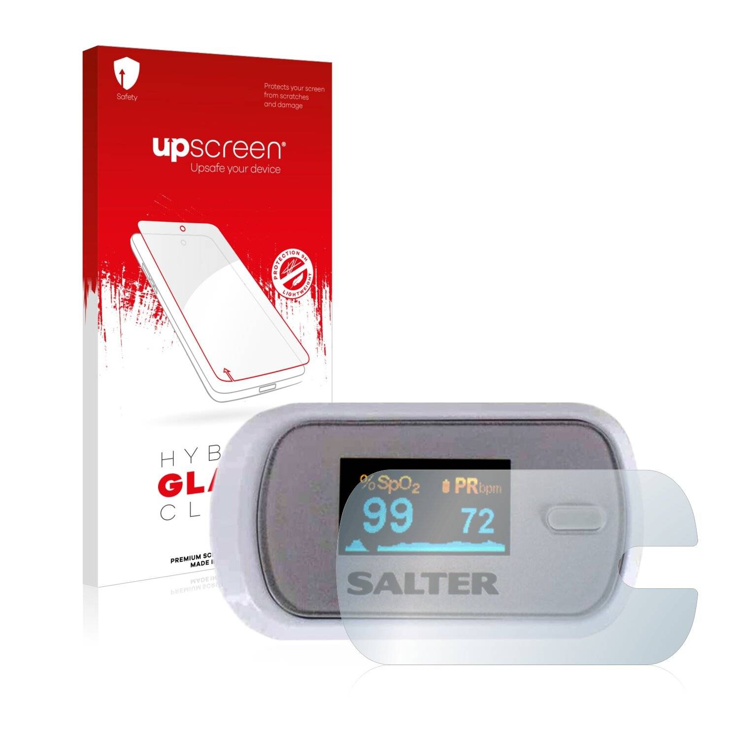 upscreen Hybrid Glass Clear Premium Schutzglas Folie für Salter OxyWatch