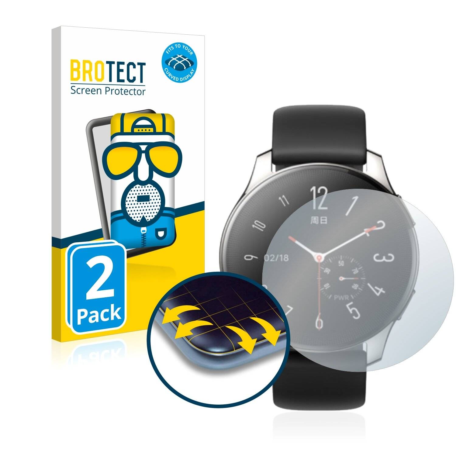 2x BROTECT Flex Matte Full-Cover Displayschutzfolie für Vivo Watch