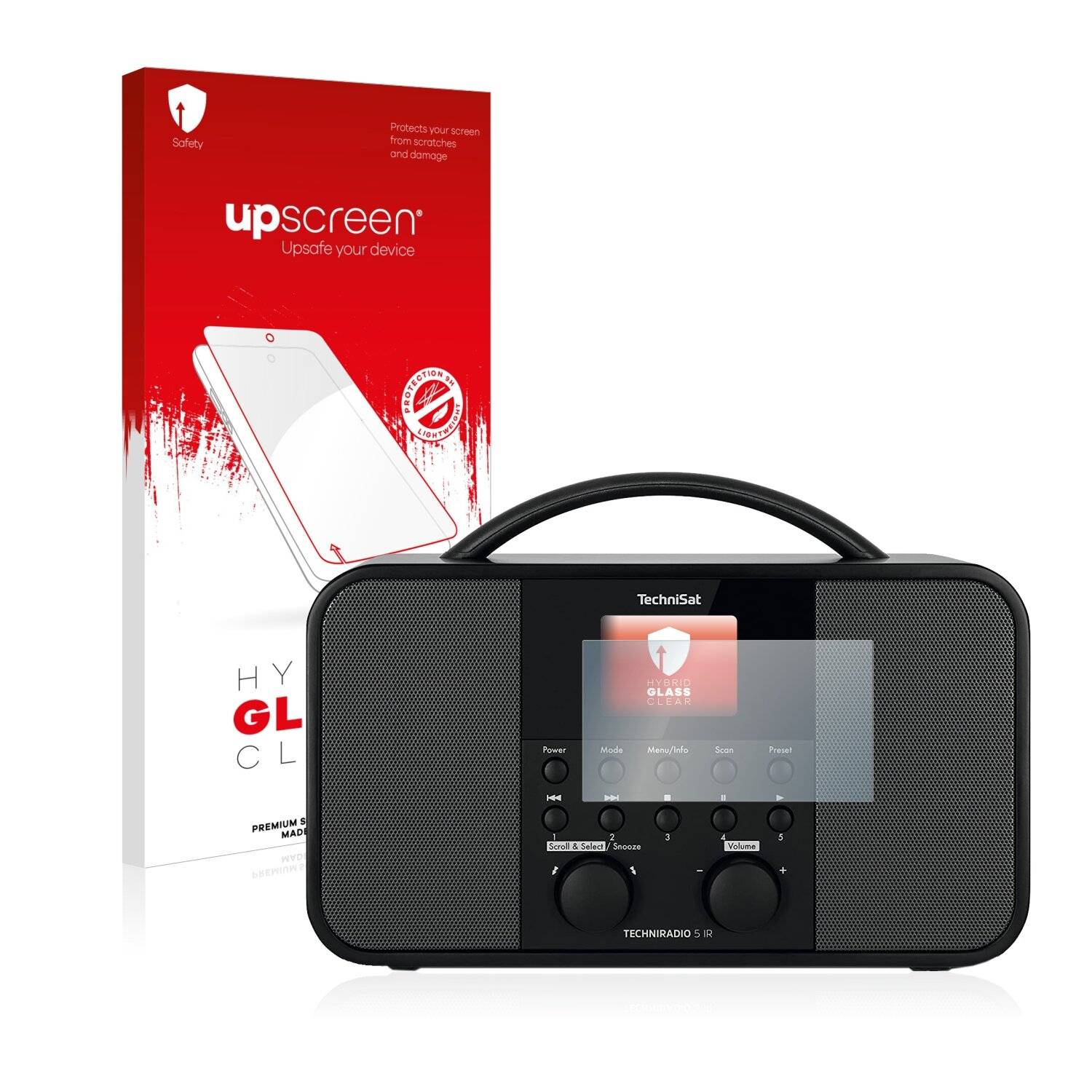 upscreen Hybrid Glass Clear Premium Schutzglas Folie für Technisat Techniradio 5