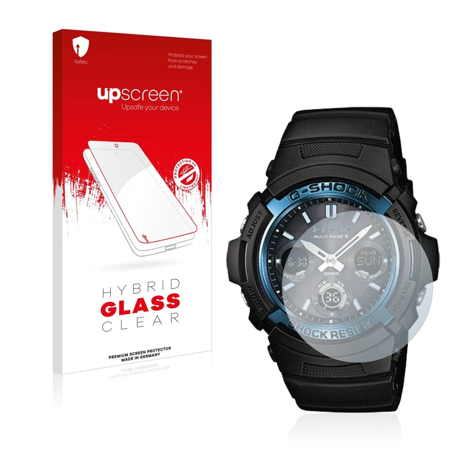 upscreen Hybrid Glass Clear Premium Schutzglas Folie für Casio AWG