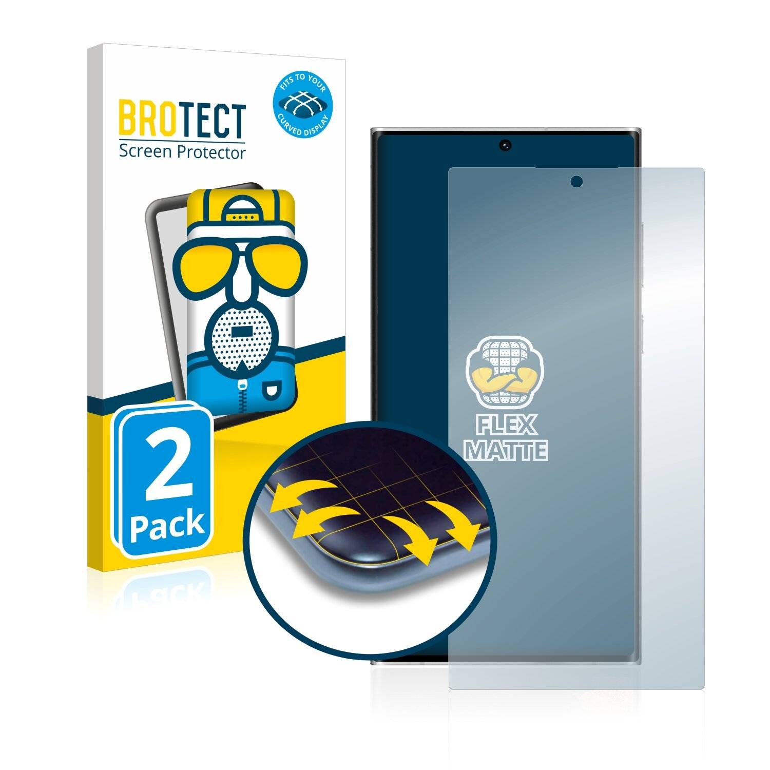 2x BROTECT Flex Matte Full-Cover Displayschutzfolie für Samsung Galaxy S22 Ultra