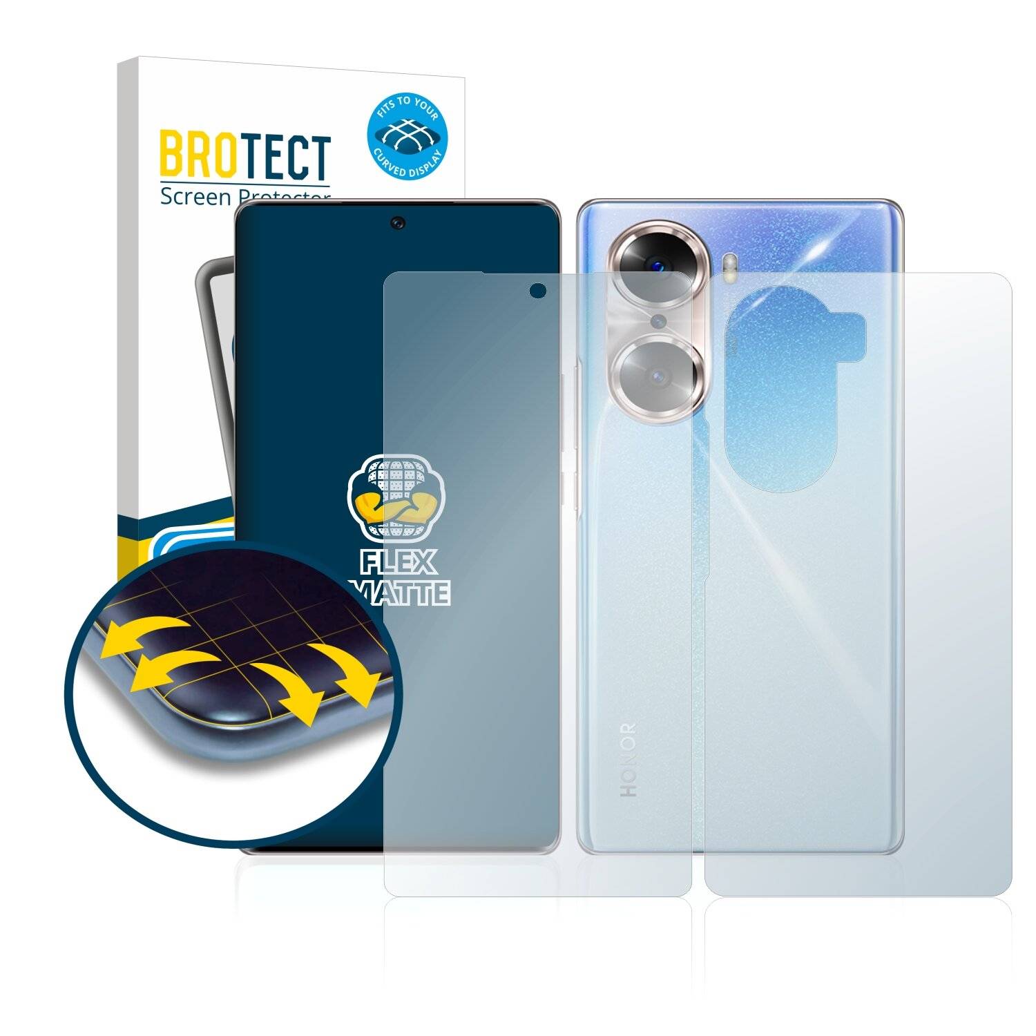 2x BROTECT Flex Matte Full-Cover Displayschutzfolie für Honor 60 (Vorder +