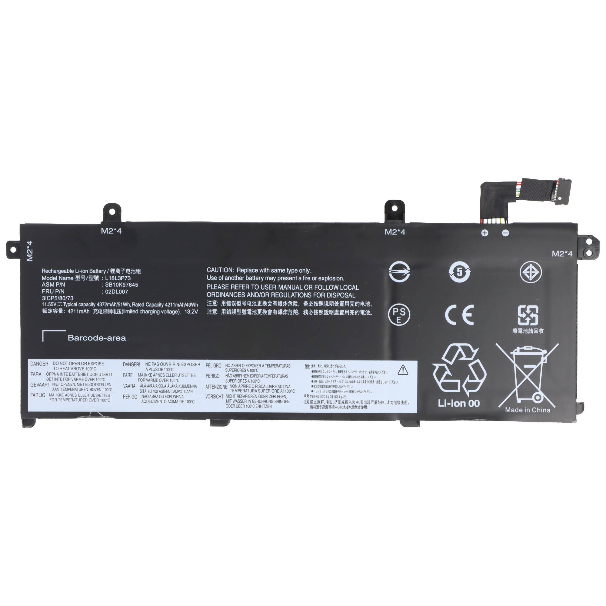 Akku passend für Lenovo ThinkPad T490, Li-Polymer, 11,52V, 4420mAh, 51Wh
