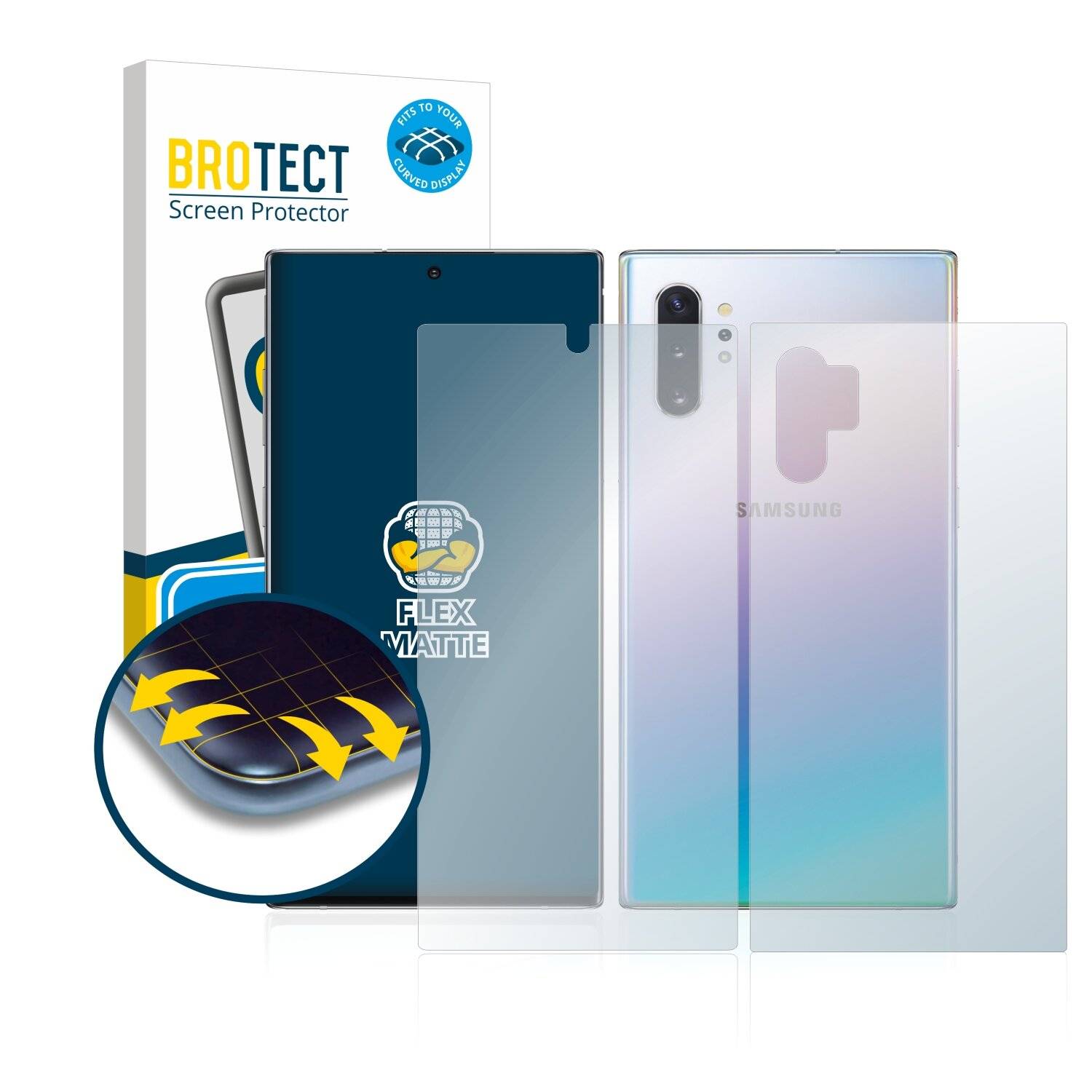 2x BROTECT Flex Matte Full-Cover Displayschutzfolie für Samsung Galaxy Note 10 Plus 5G