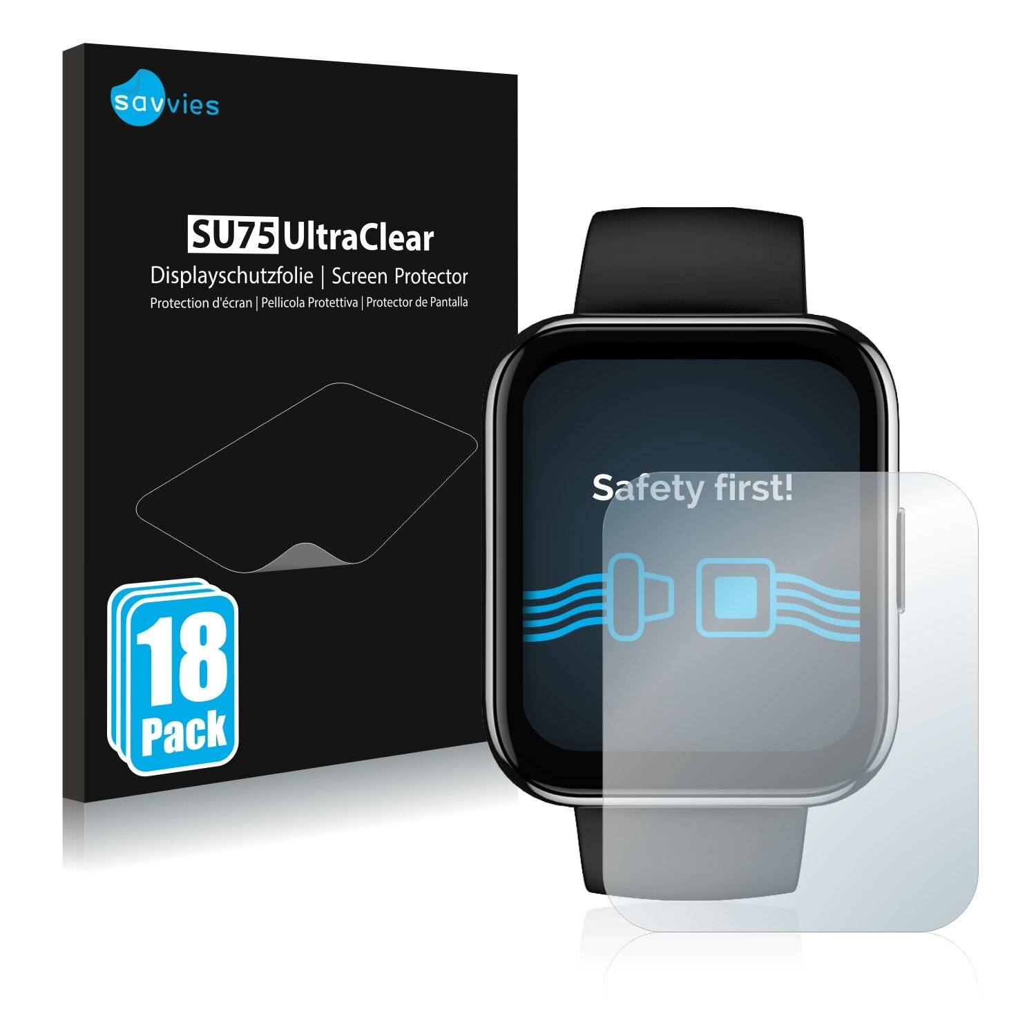 18x Savvies SU75 Displayschutzfolie für Realme Dizo Watch