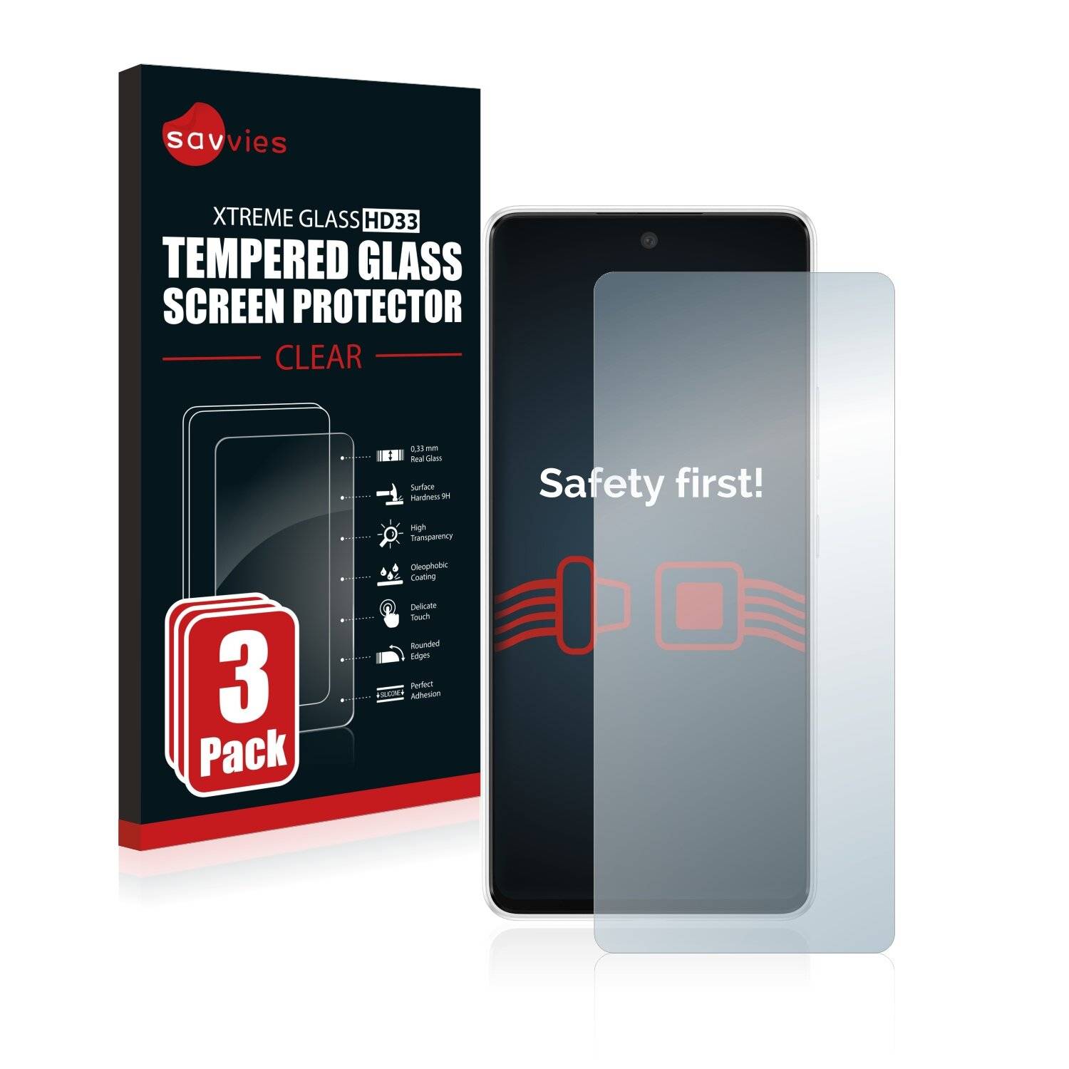 3x Savvies HD33 Clear Schutzglas für Samsung Galaxy A53