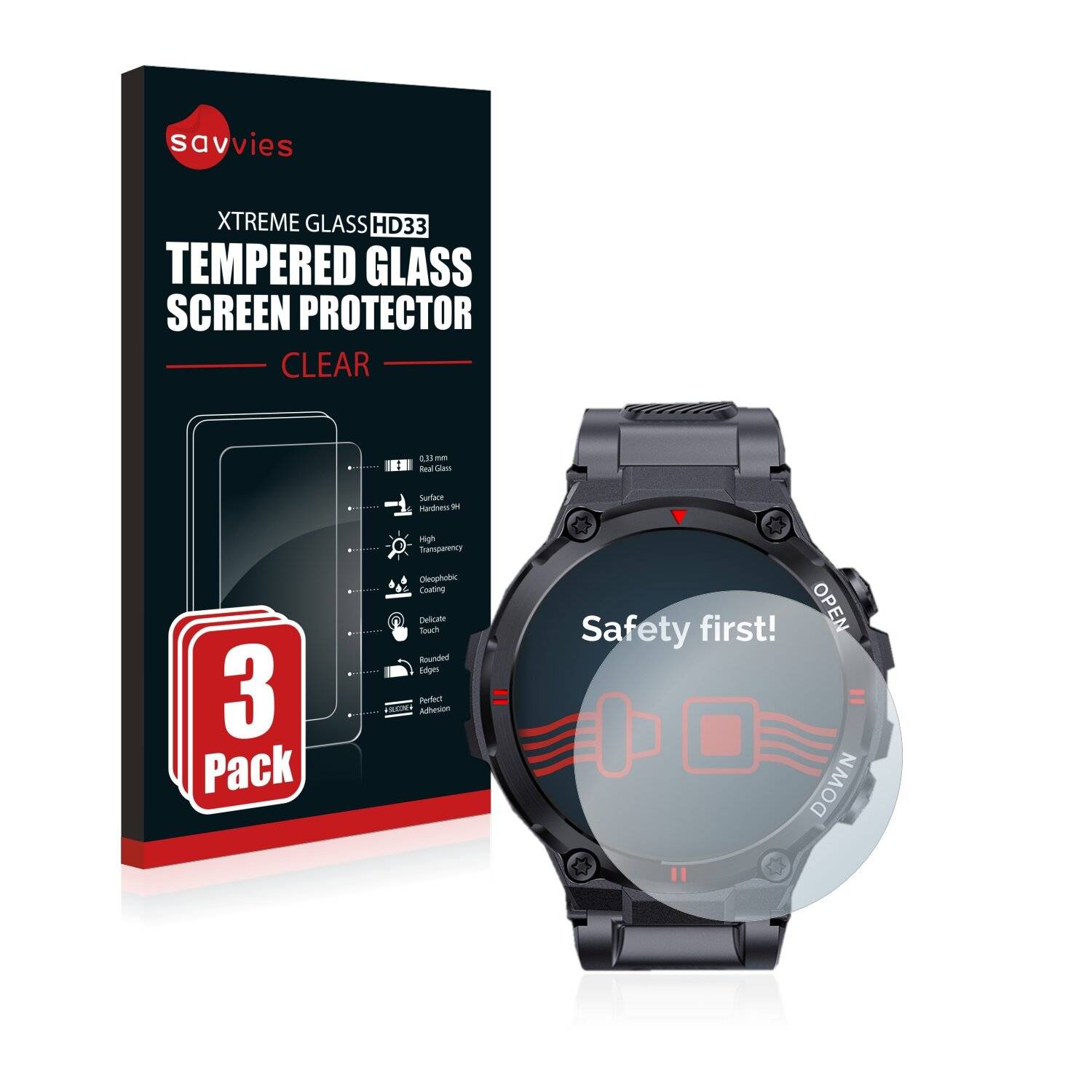 3x Savvies HD33 Clear Schutzglas für BlitzWolf