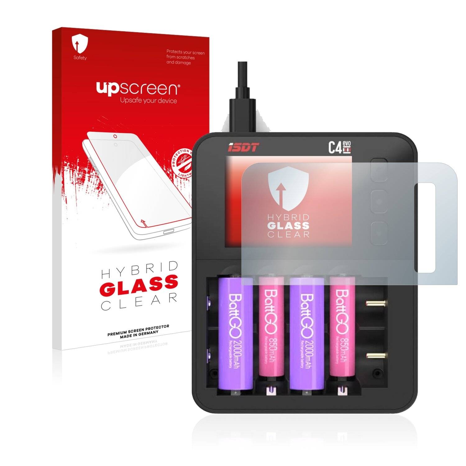 upscreen Hybrid Glass Clear Premium Schutzglas Folie für ISDT C4
