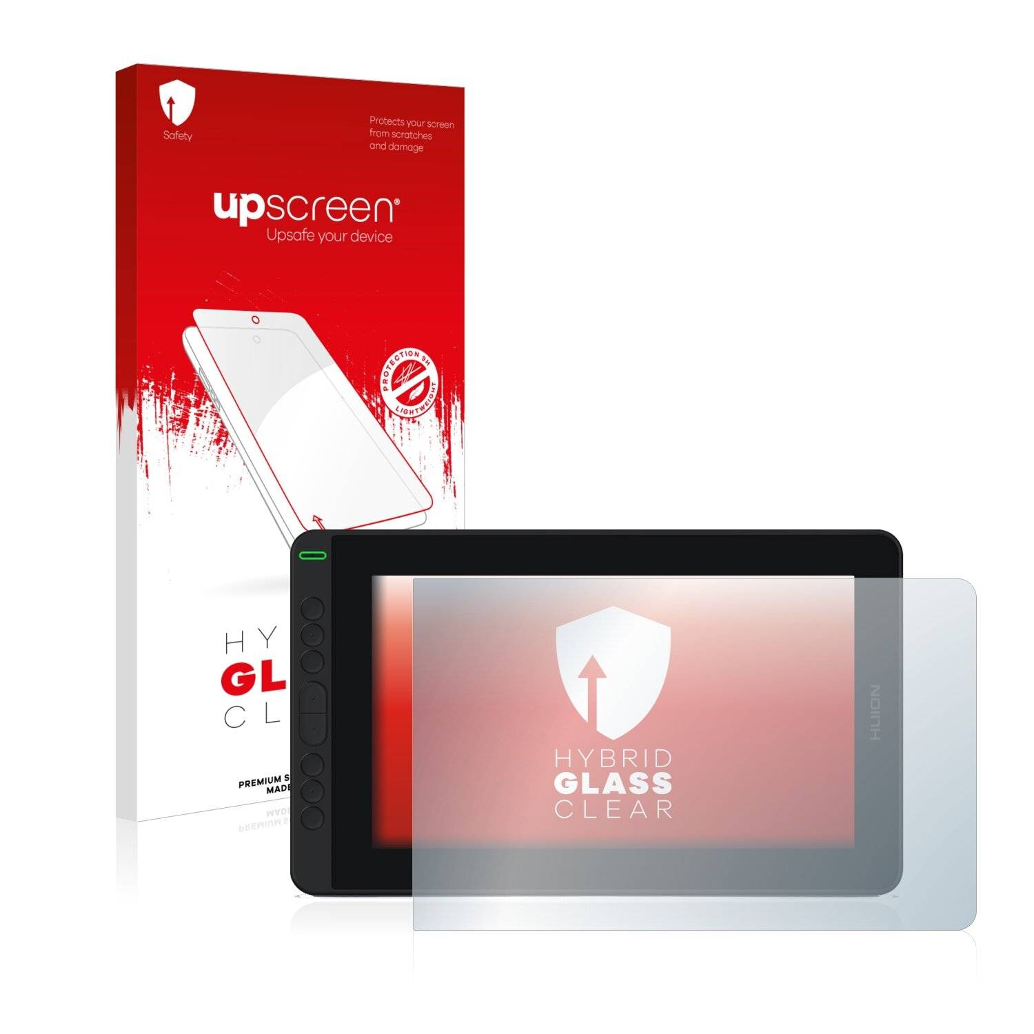 upscreen Hybrid Glass Clear Premium Schutzglas Folie für Huion Kamvas