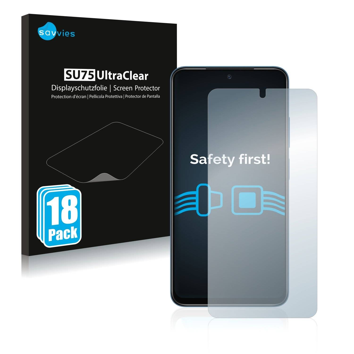 18x Savvies SU75 Displayschutzfolie für Xiaomi Redmi Note