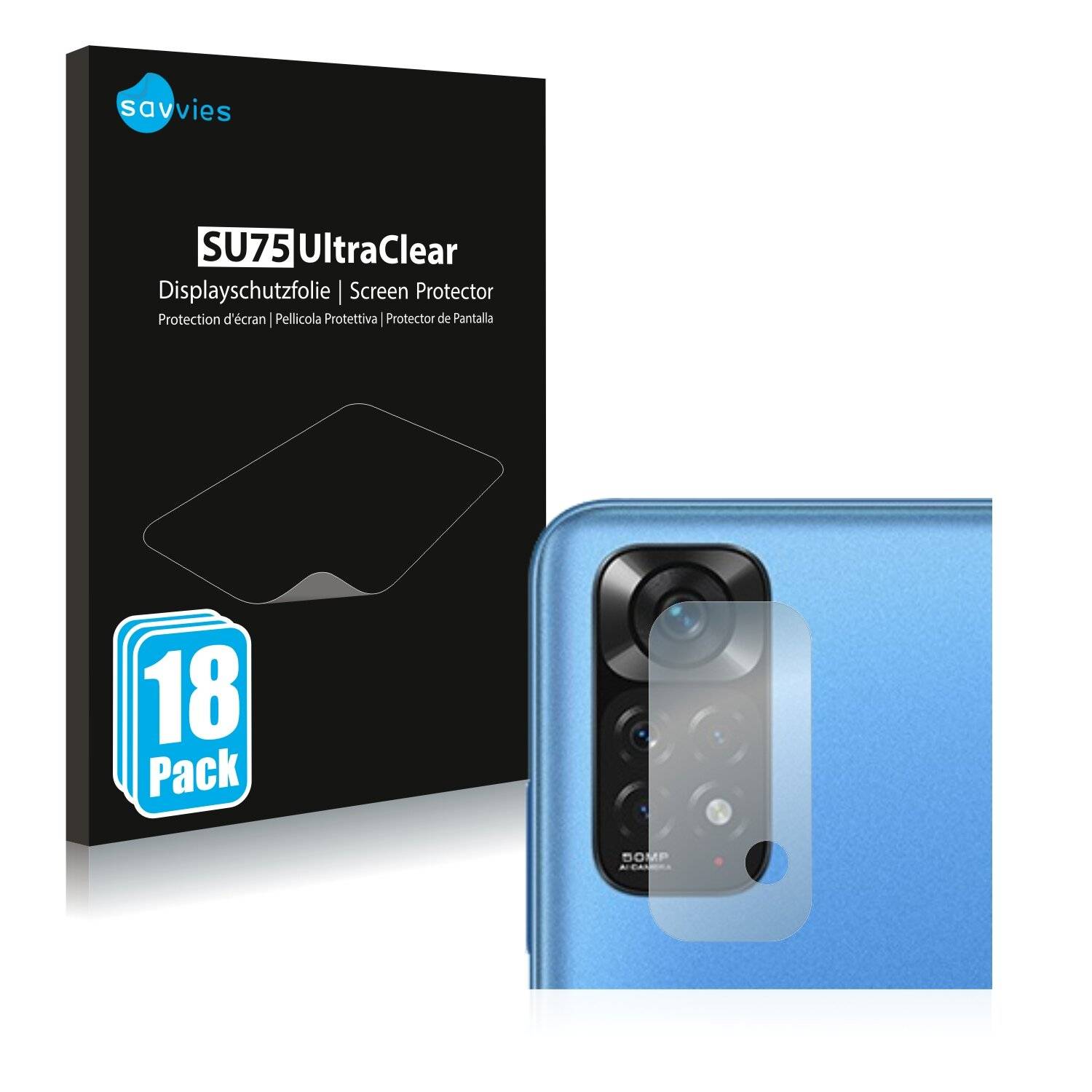 18x Savvies SU75 Displayschutzfolie für Xiaomi Redmi Note 11 (NUR