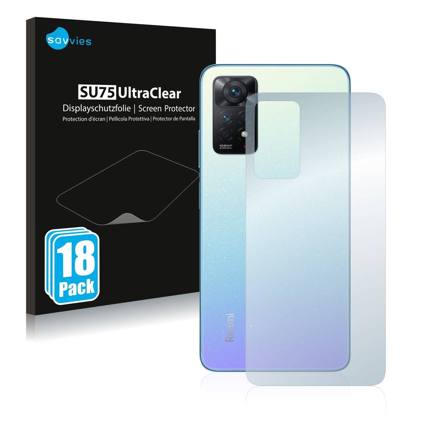 18x Savvies SU75 Displayschutzfolie für Xiaomi Redmi Note 11 Pro