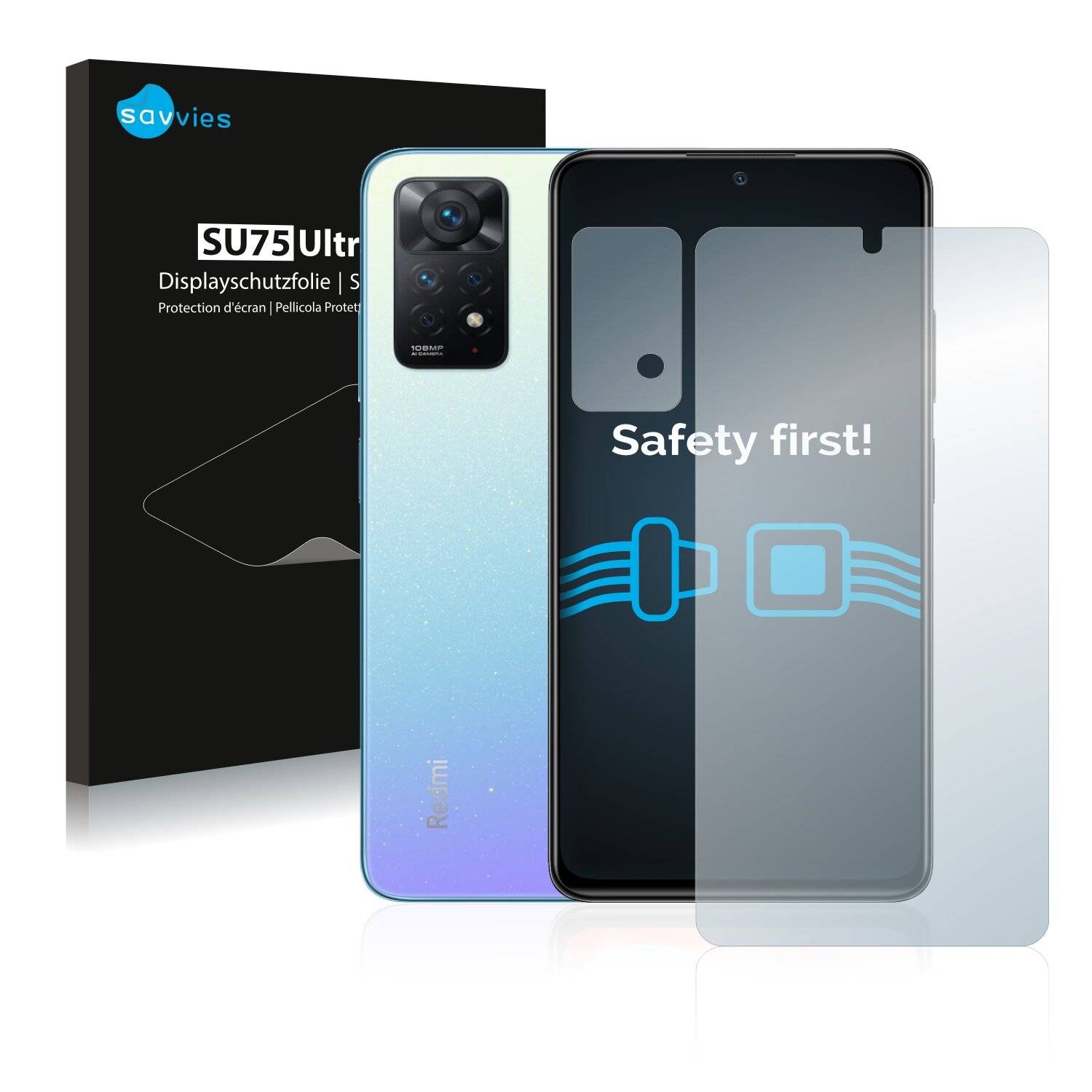 18x Savvies SU75 Displayschutzfolie für Xiaomi Redmi Note 11 Pro (Vorderseite +
