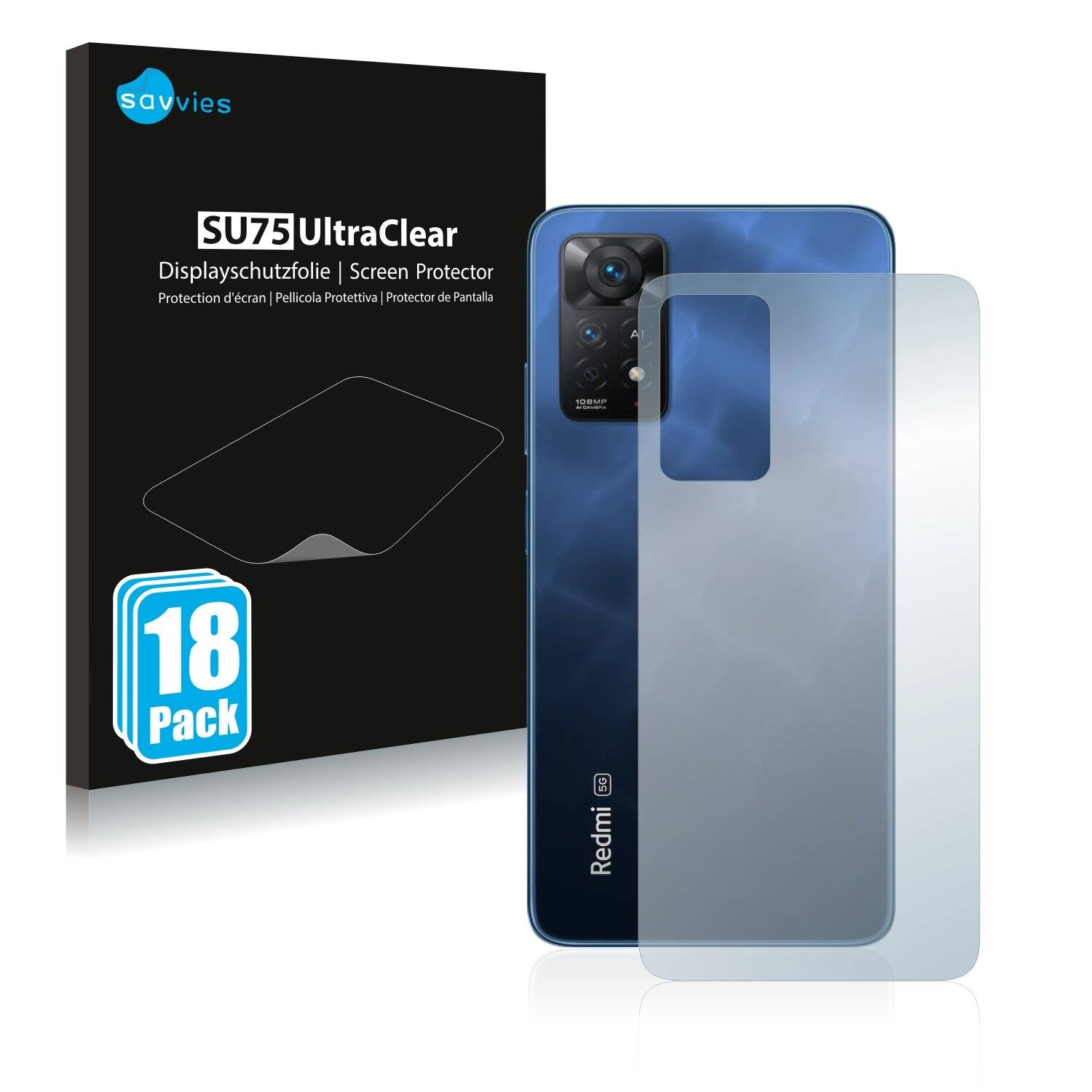 18x Savvies SU75 Displayschutzfolie für Xiaomi Redmi Note 11 Pro 5G