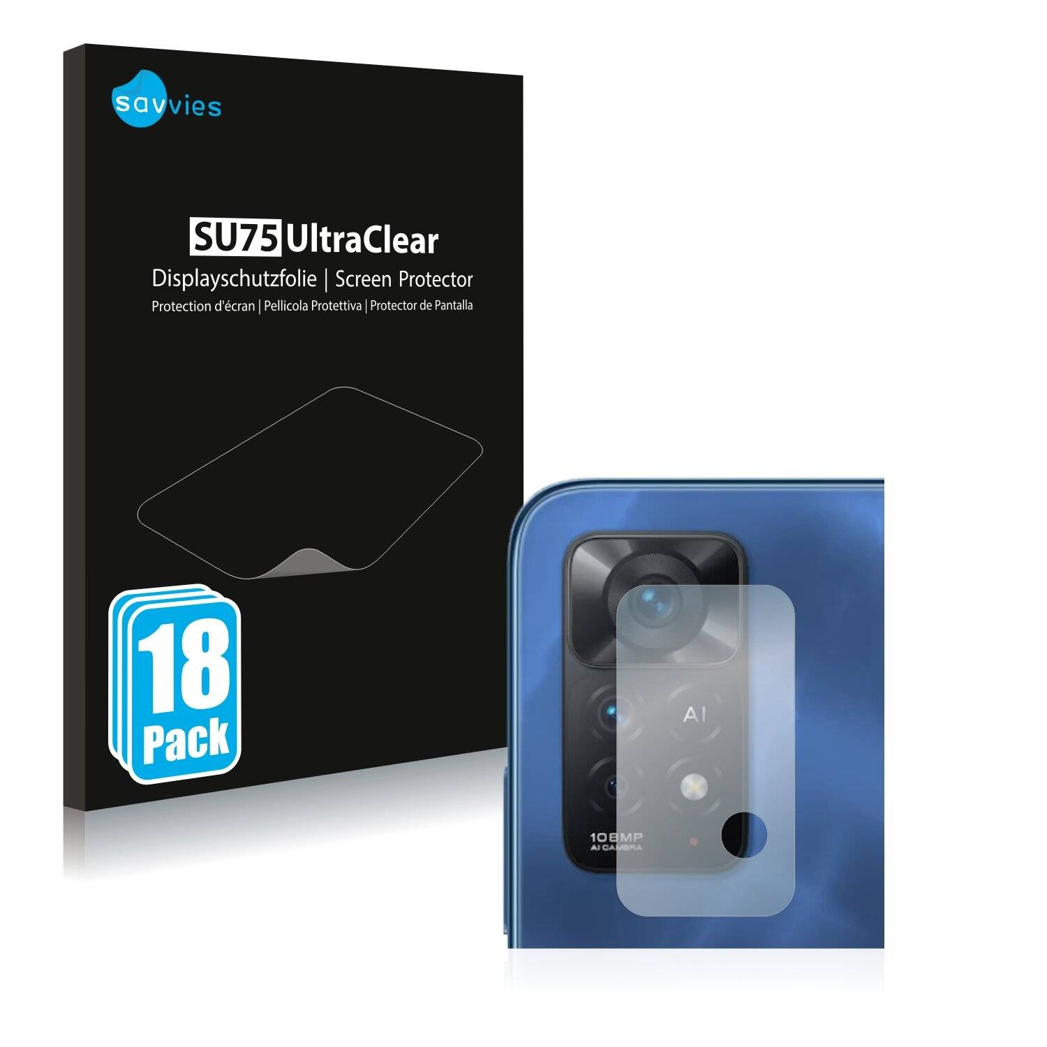18x Savvies SU75 Displayschutzfolie für Xiaomi Redmi Note 11 Pro 5G (NUR