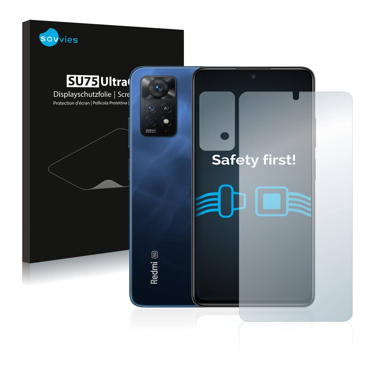 18x Savvies SU75 Displayschutzfolie für Xiaomi Redmi Note 11 Pro 5G (Vorderseite +