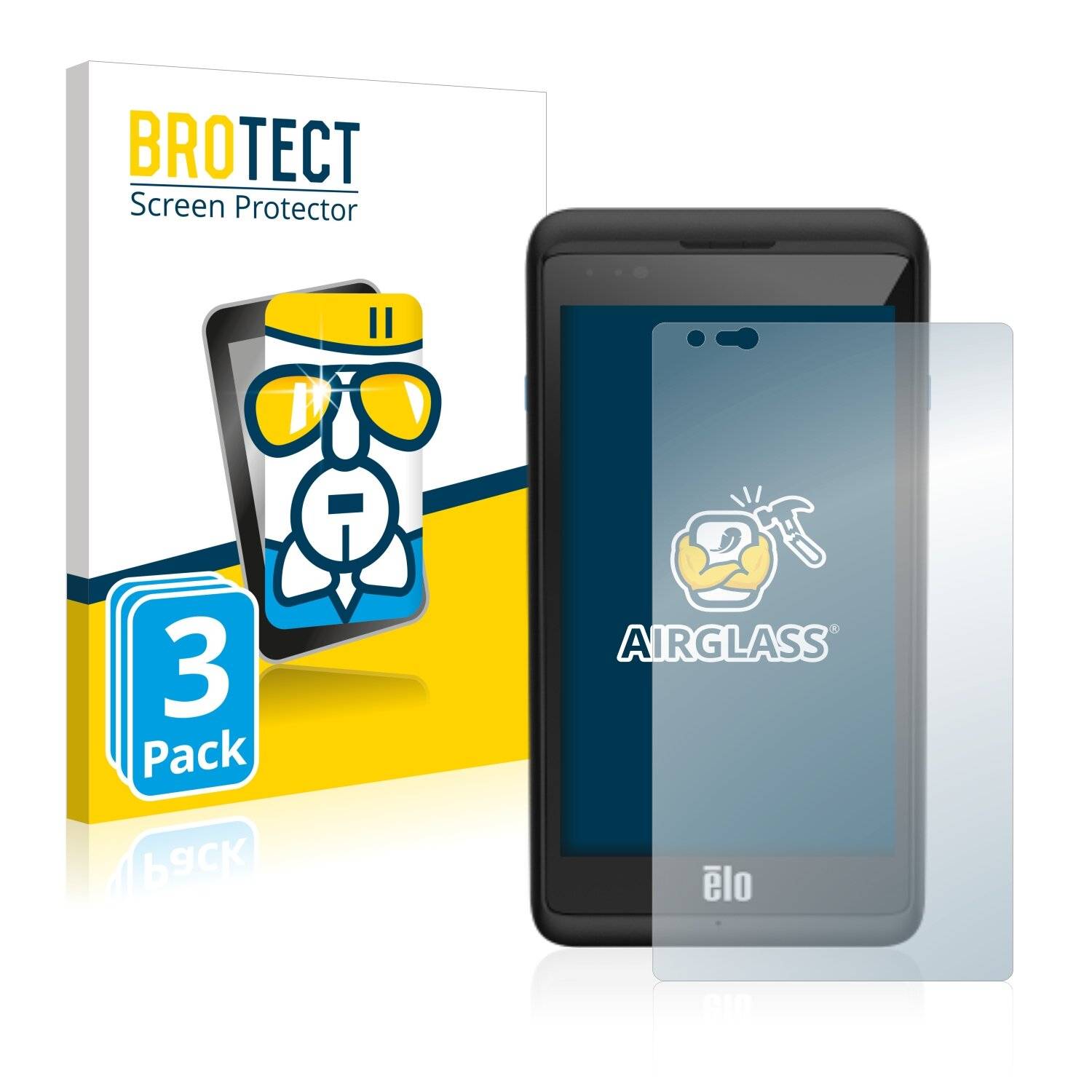 3x BROTECT AirGlass Schutzglas Folie für Elo TouchSystems M50 Mobile