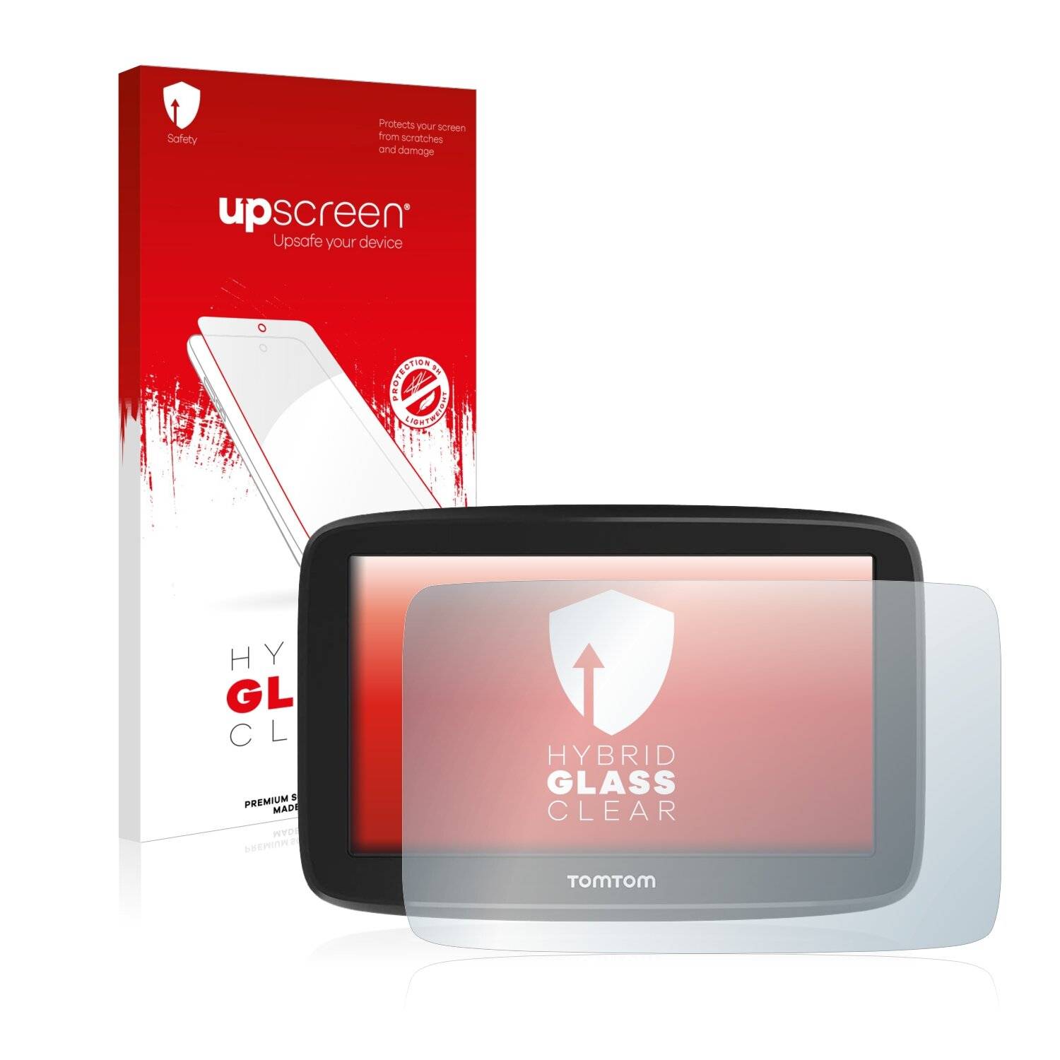 upscreen Hybrid Glass Clear Premium Schutzglas Folie für TomTom GO Classic