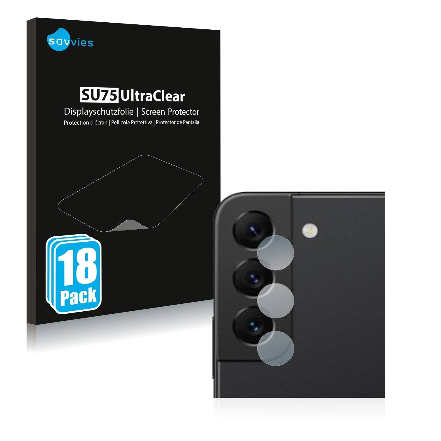 18x Savvies SU75 Displayschutzfolie für Samsung Galaxy S22 5G (NUR