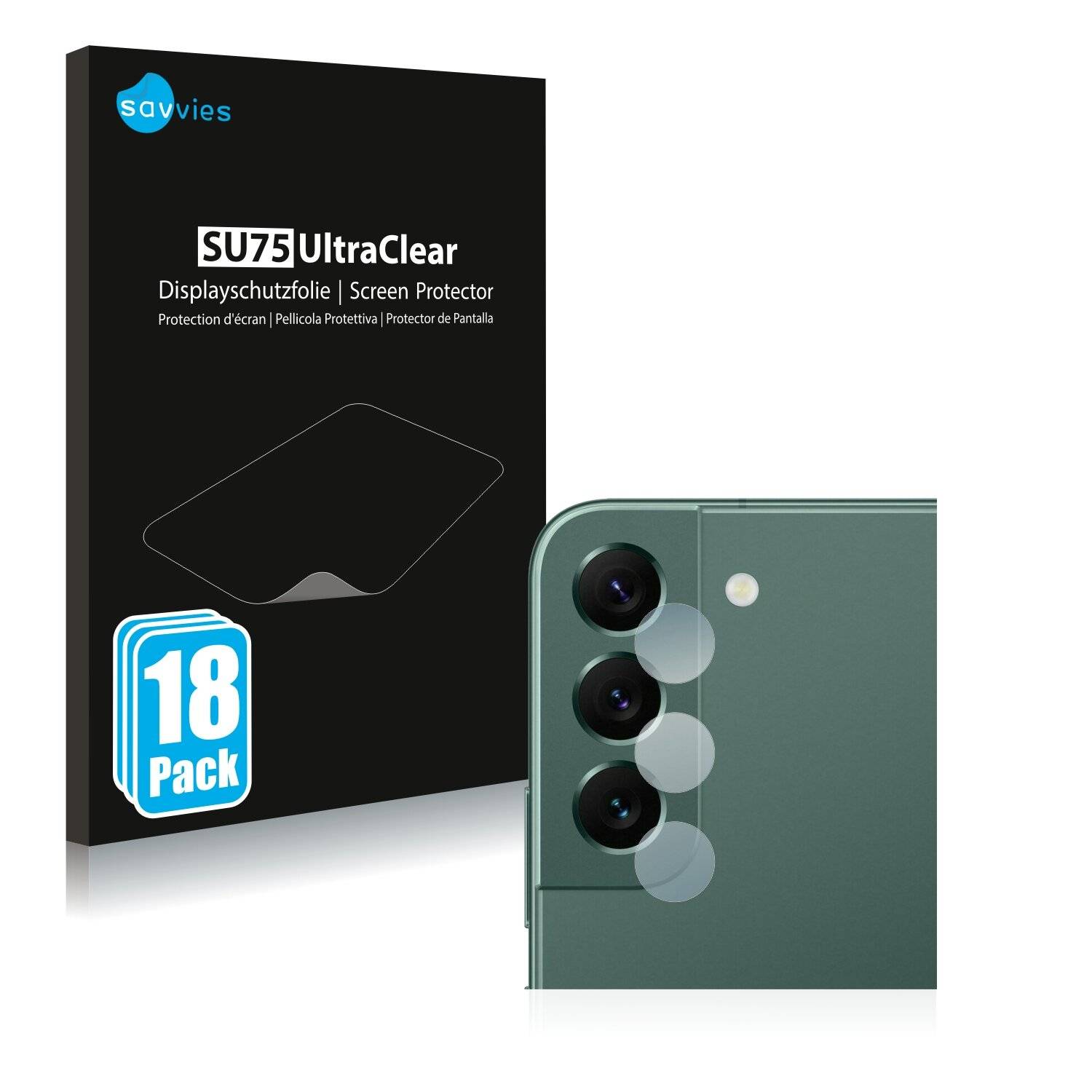 18x Savvies SU75 Displayschutzfolie für Samsung Galaxy S22 Plus 5G (NUR