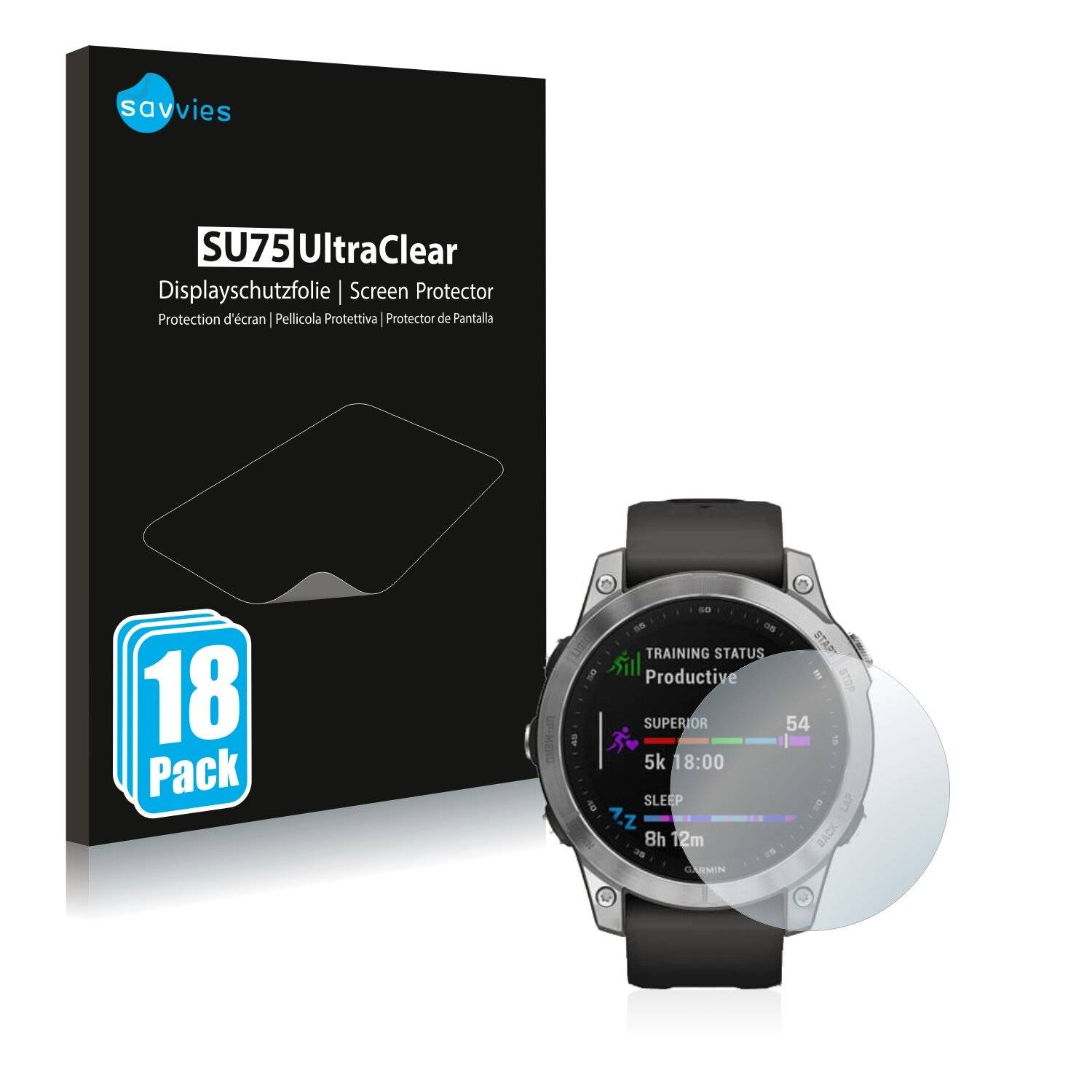 18x Savvies SU75 Displayschutzfolie für Garmin Fenix 7 (47