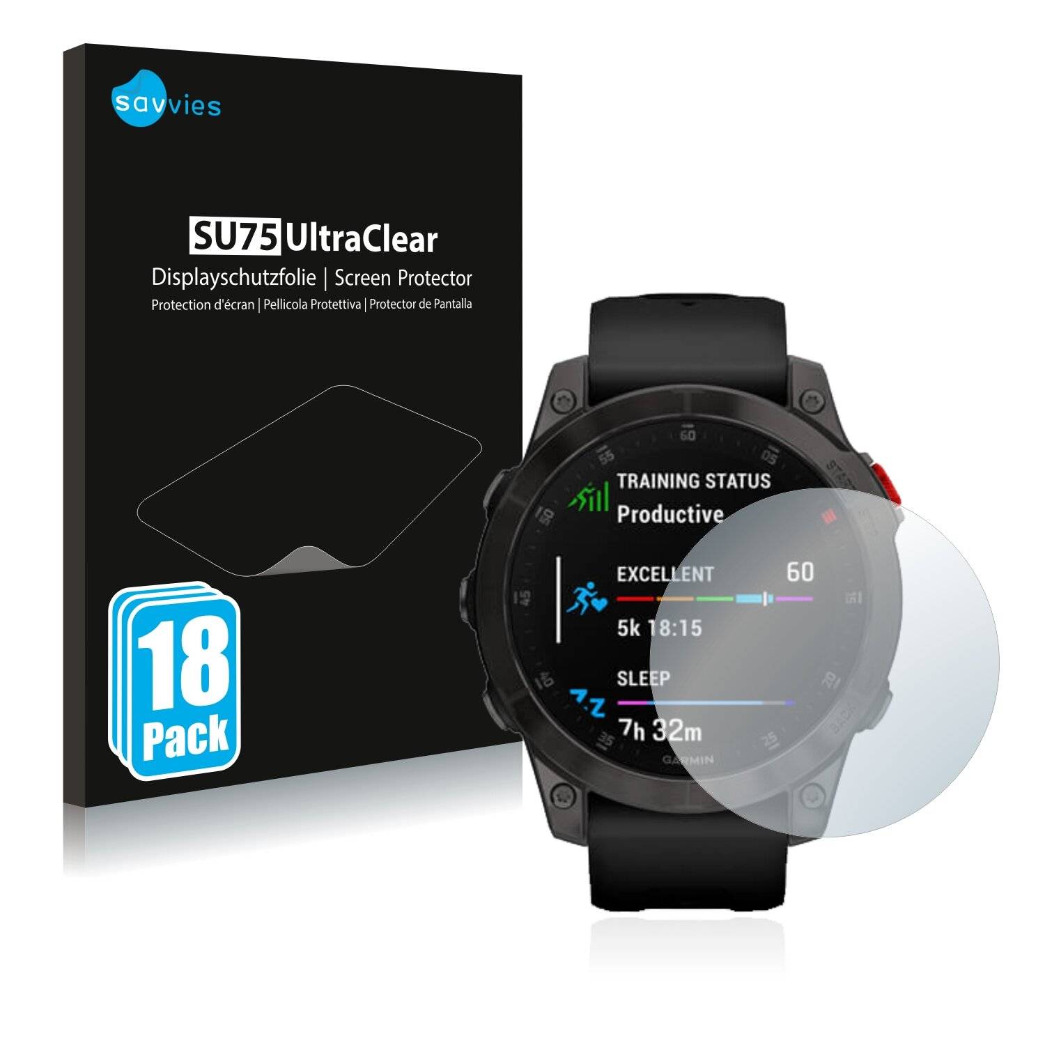 18x Savvies SU75 Displayschutzfolie für Garmin epix (Gen