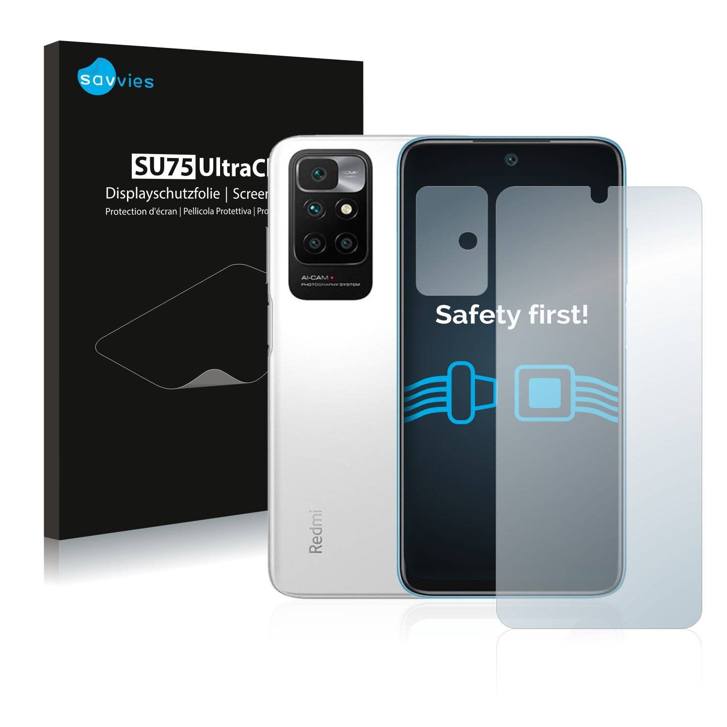 18x Savvies SU75 Displayschutzfolie für Xiaomi Redmi 10 (Vorderseite +