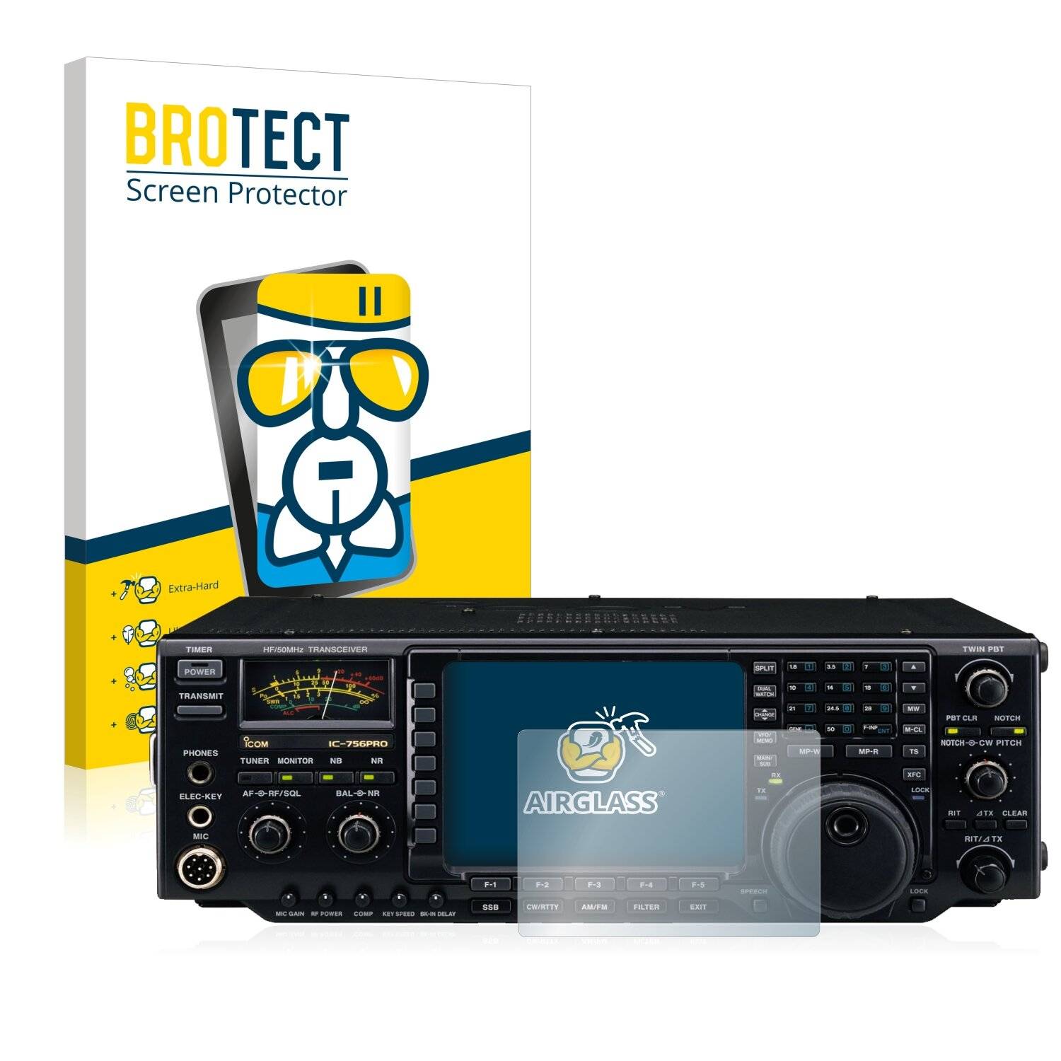 BROTECT AirGlass Schutzglas Folie für Icom IC-756 Pro