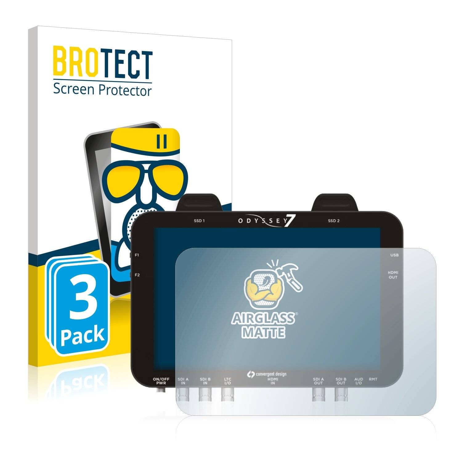 3x BROTECT AirGlass Matte Schutzglas Folie für Convergent Design Odyssey