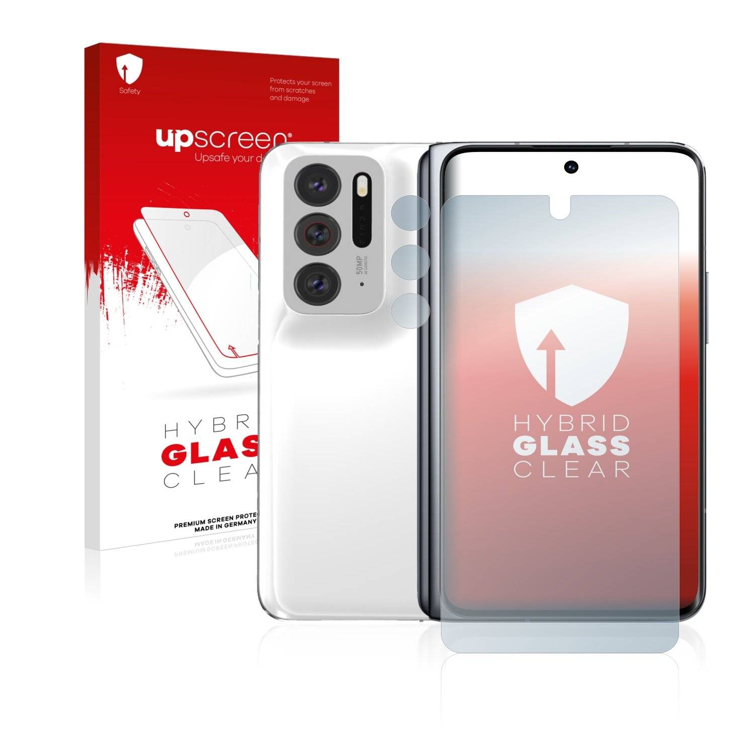 upscreen Hybrid Glass Clear Premium Schutzglas Folie für Oppo Find N (Vorderseite +