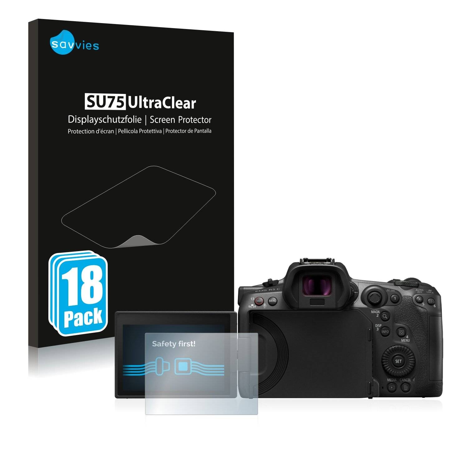 18x Savvies SU75 Displayschutzfolie für Canon EOS R5