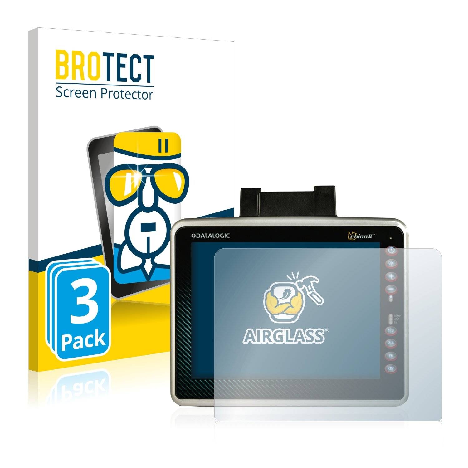 3x BROTECT AirGlass Schutzglas Folie für Datalogic Rhino II
