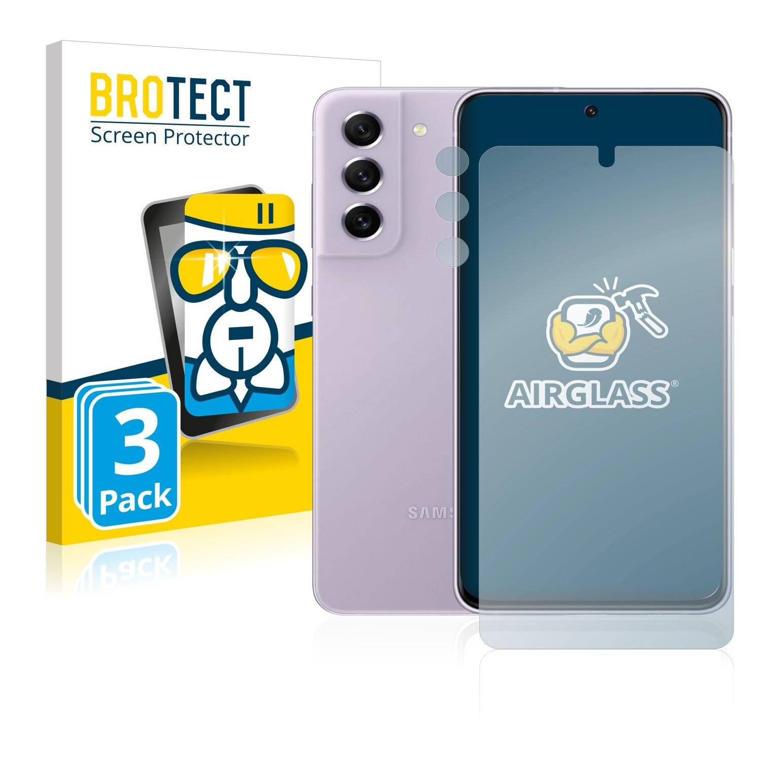 3x BROTECT AirGlass Schutzglas Folie für Samsung Galaxy S21 FE 5G (Vorderseite +