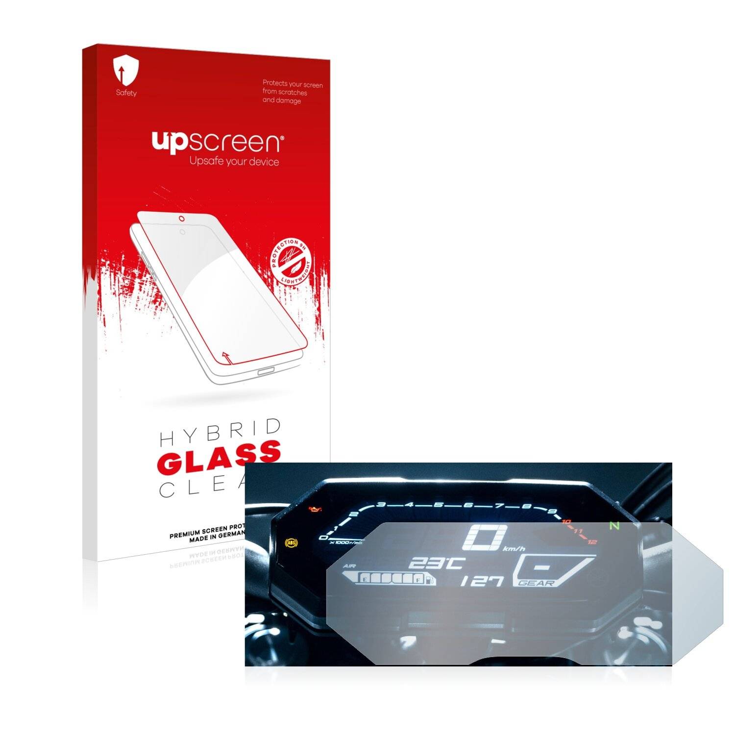 upscreen Hybrid Glass Clear Premium Schutzglas Folie für Yamaha MT-07