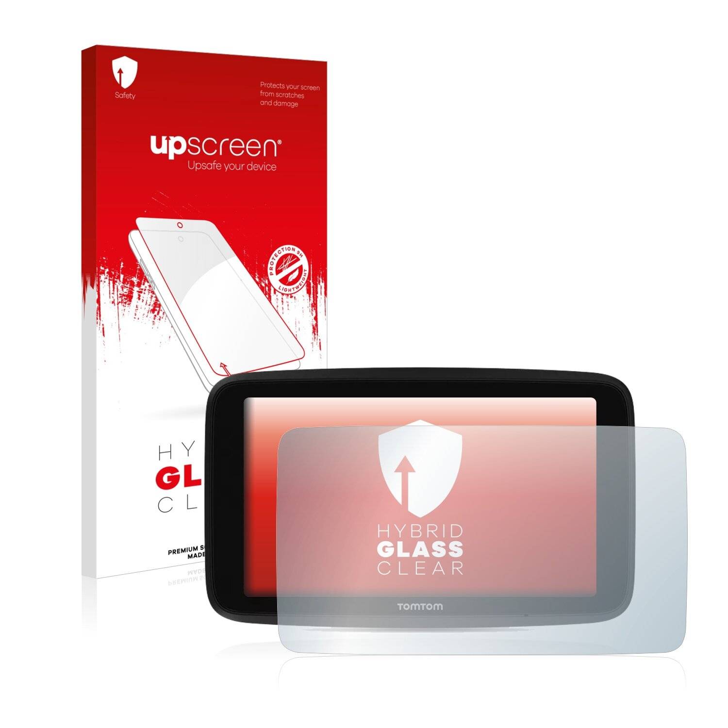 upscreen Hybrid Glass Clear Premium Schutzglas Folie für TomTom Go Discover